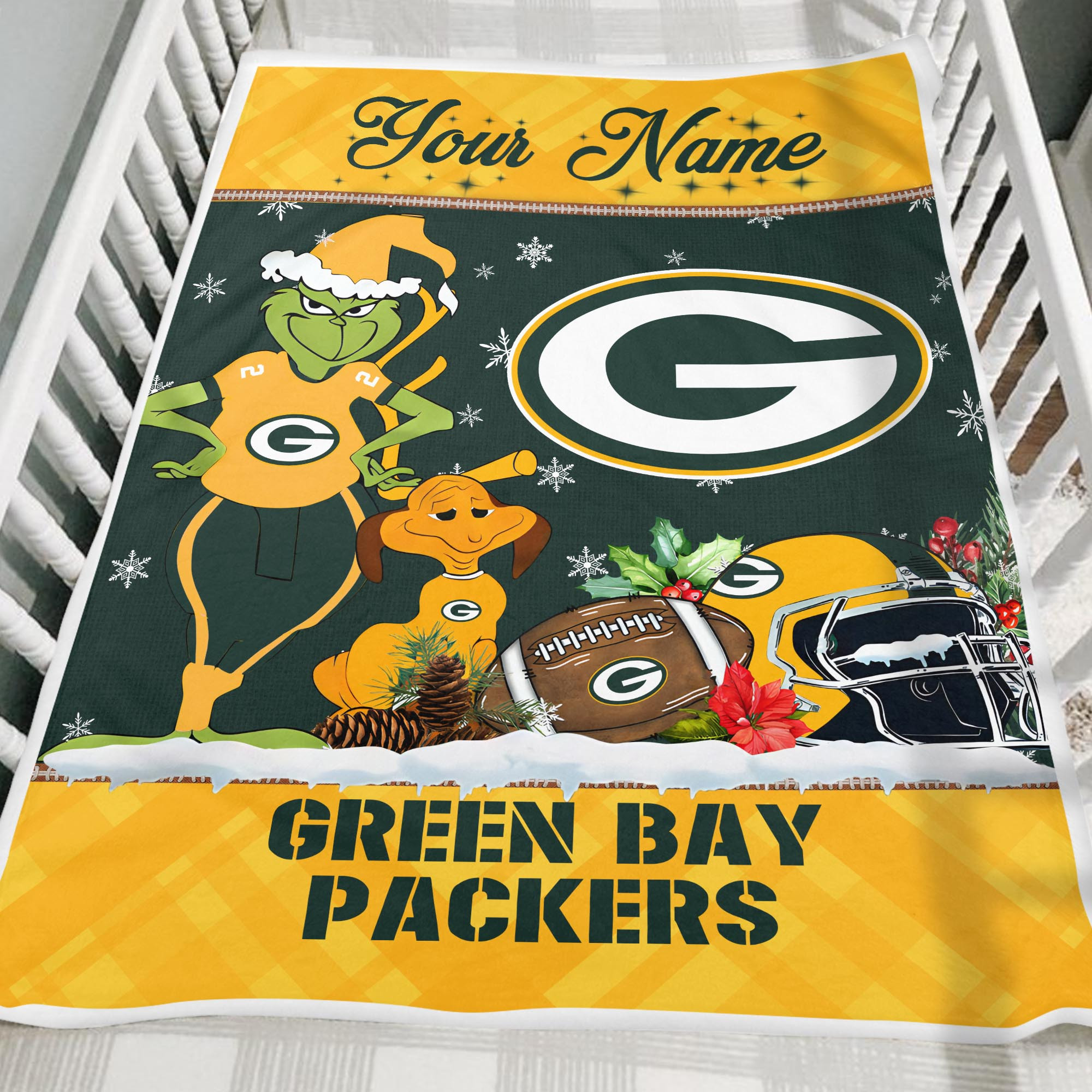 Sportswearmerch Green Bay Packers NFL x Grinch Christmas Fleece Blanket For Fan