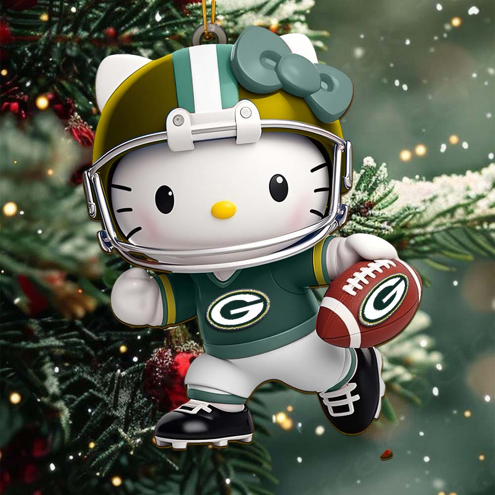 Sportswearmerch Green Bay Packers NFL x Hello Kitty Personalized Acrylic Ornament Gift For Fans