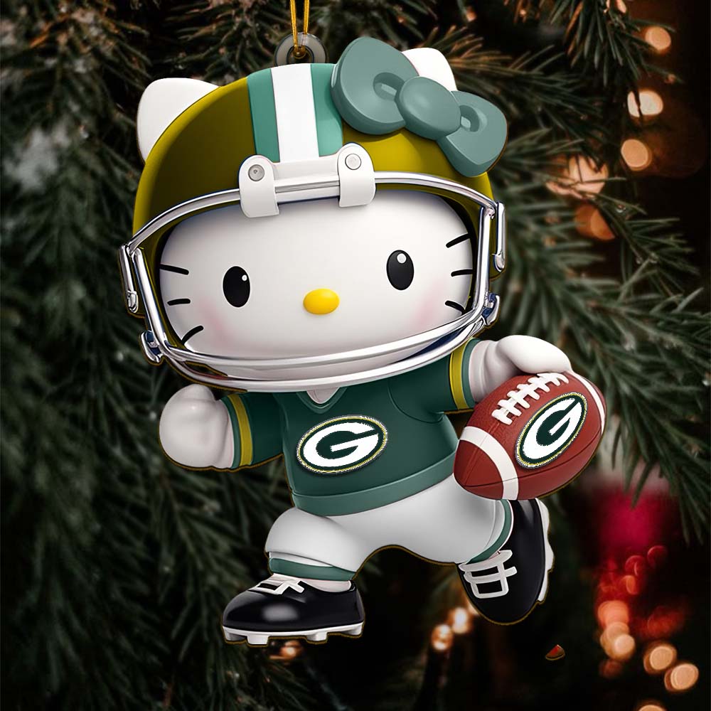 Sportswearmerch Green Bay Packers NFL x Hello Kitty Personalized Acrylic Ornament Gift For Fans