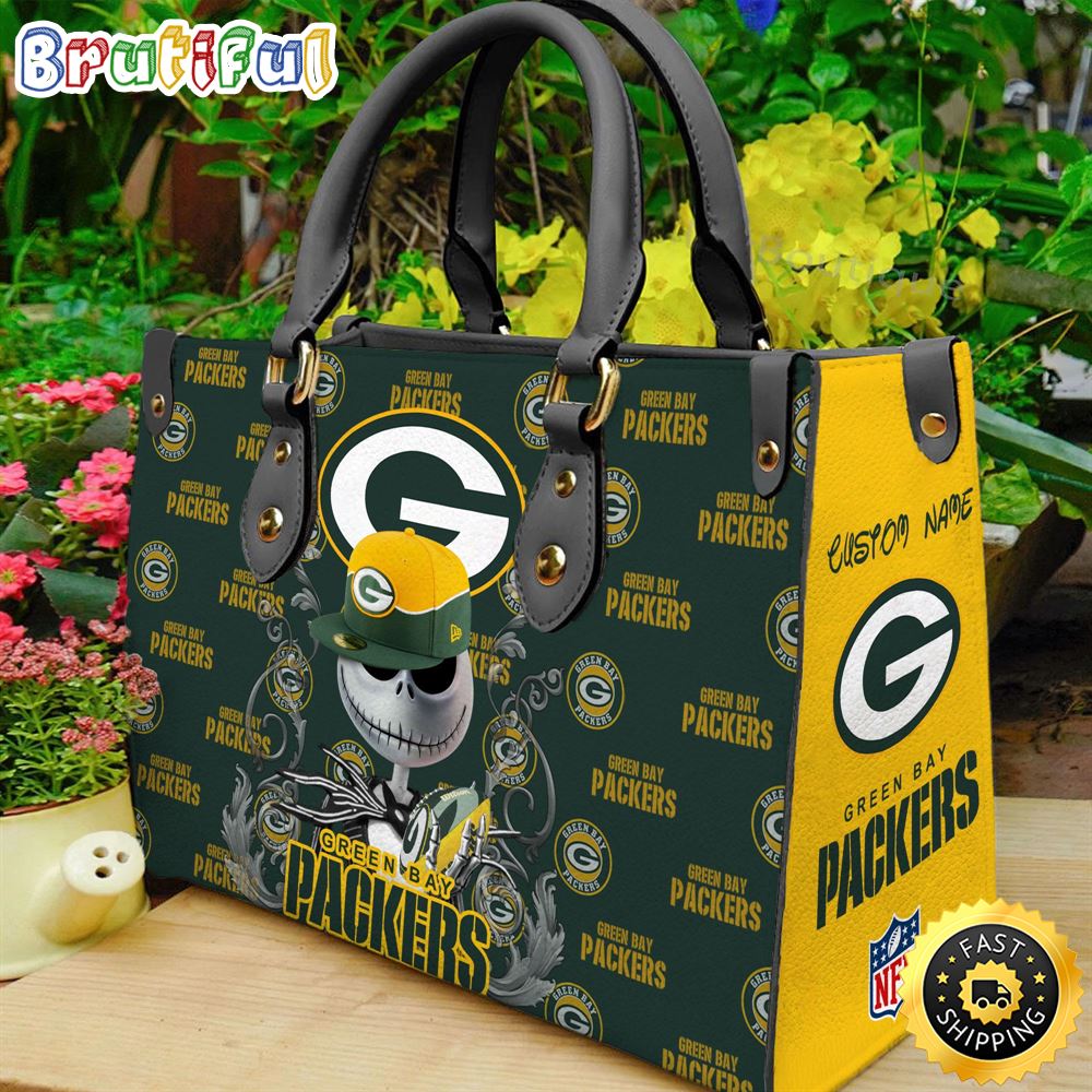 Sportswearmerch Green Bay Packers NFL x Jack Skellington Women Leather Bag For Fan