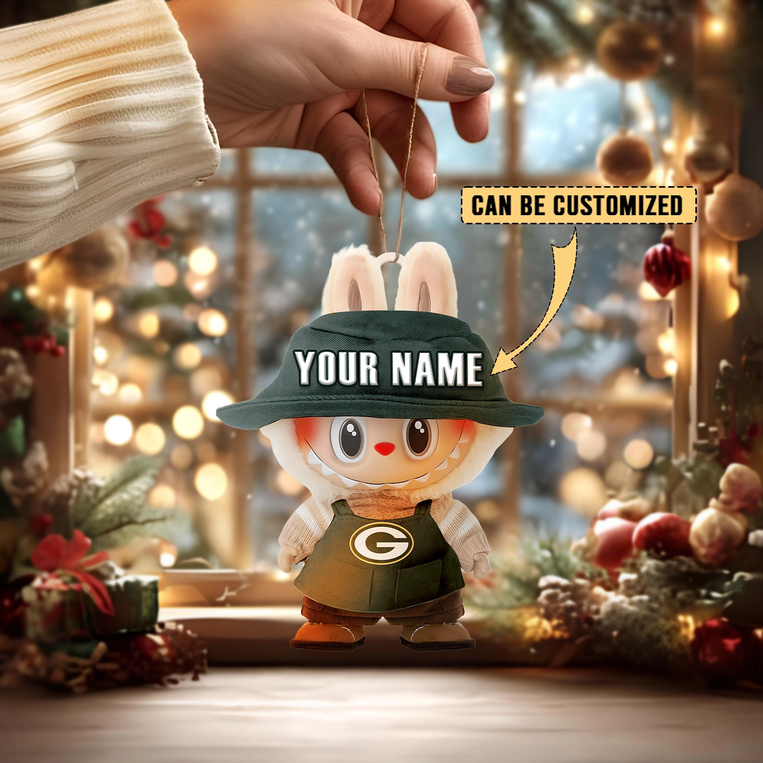 Sportswearmerch Green Bay Packers NFL x Labubu Christmas Personalized Acrylic Ornament Gift For Fans