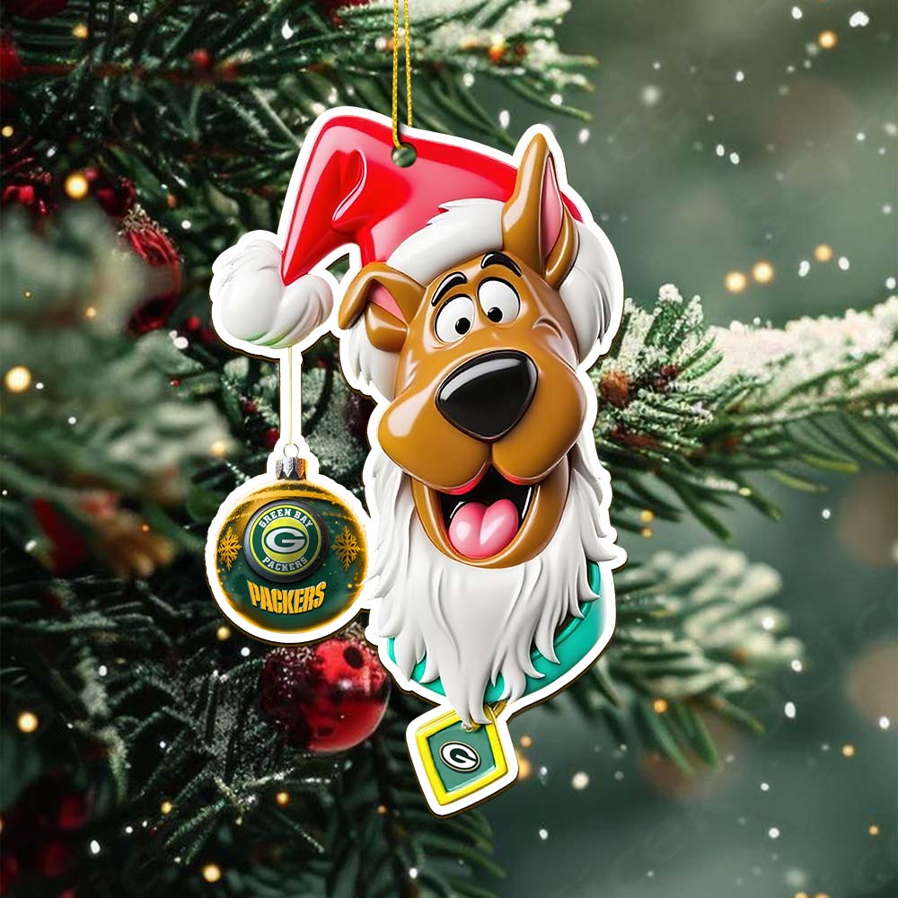 Sportswearmerch Green Bay Packers NFL x Scooby doo x Christmas Acrylic Ornament Gift For Fan