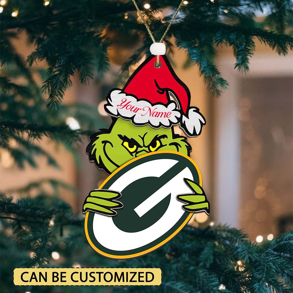 Sportswearmerch Green Bay Packers NFL x The Grinch Christmas Acrylic Ornament Gift For Fans