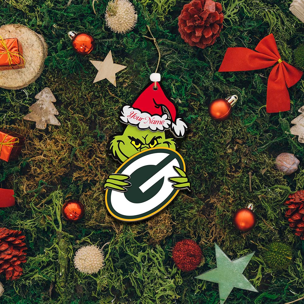 Sportswearmerch Green Bay Packers NFL x The Grinch Christmas Acrylic Ornament Gift For Fans