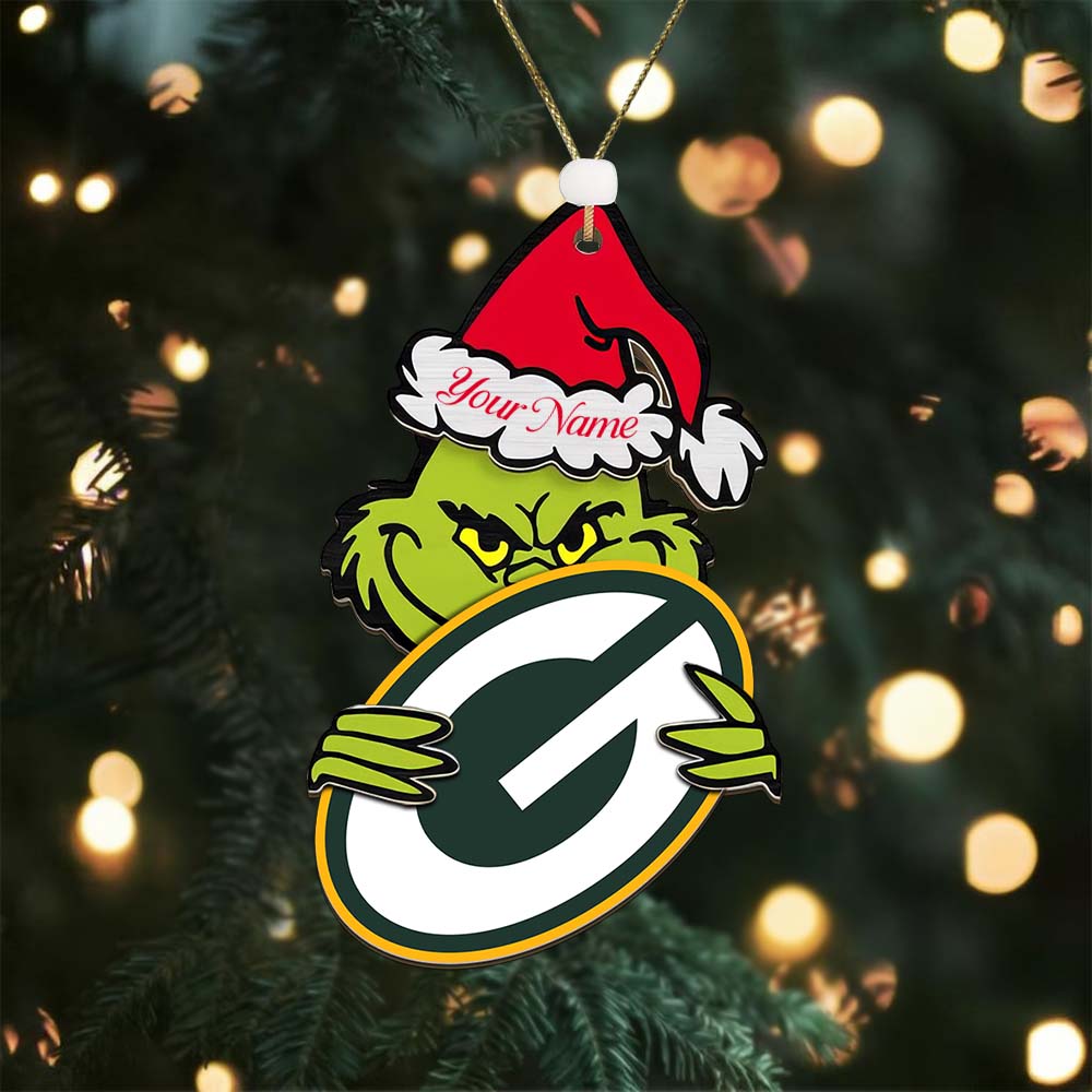 Sportswearmerch Green Bay Packers NFL x The Grinch Christmas Acrylic Ornament Gift For Fans