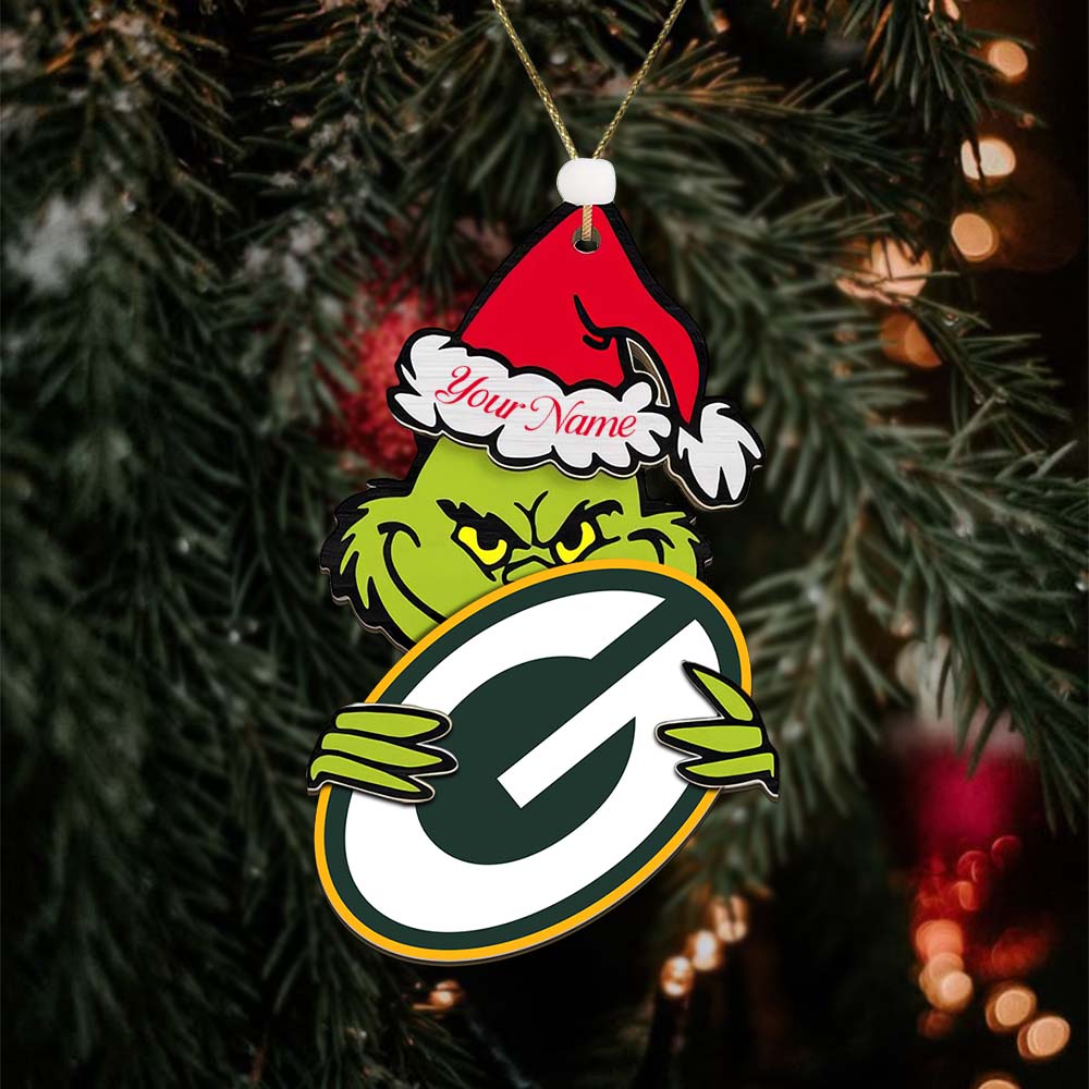 Sportswearmerch Green Bay Packers NFL x The Grinch Christmas Acrylic Ornament Gift For Fans