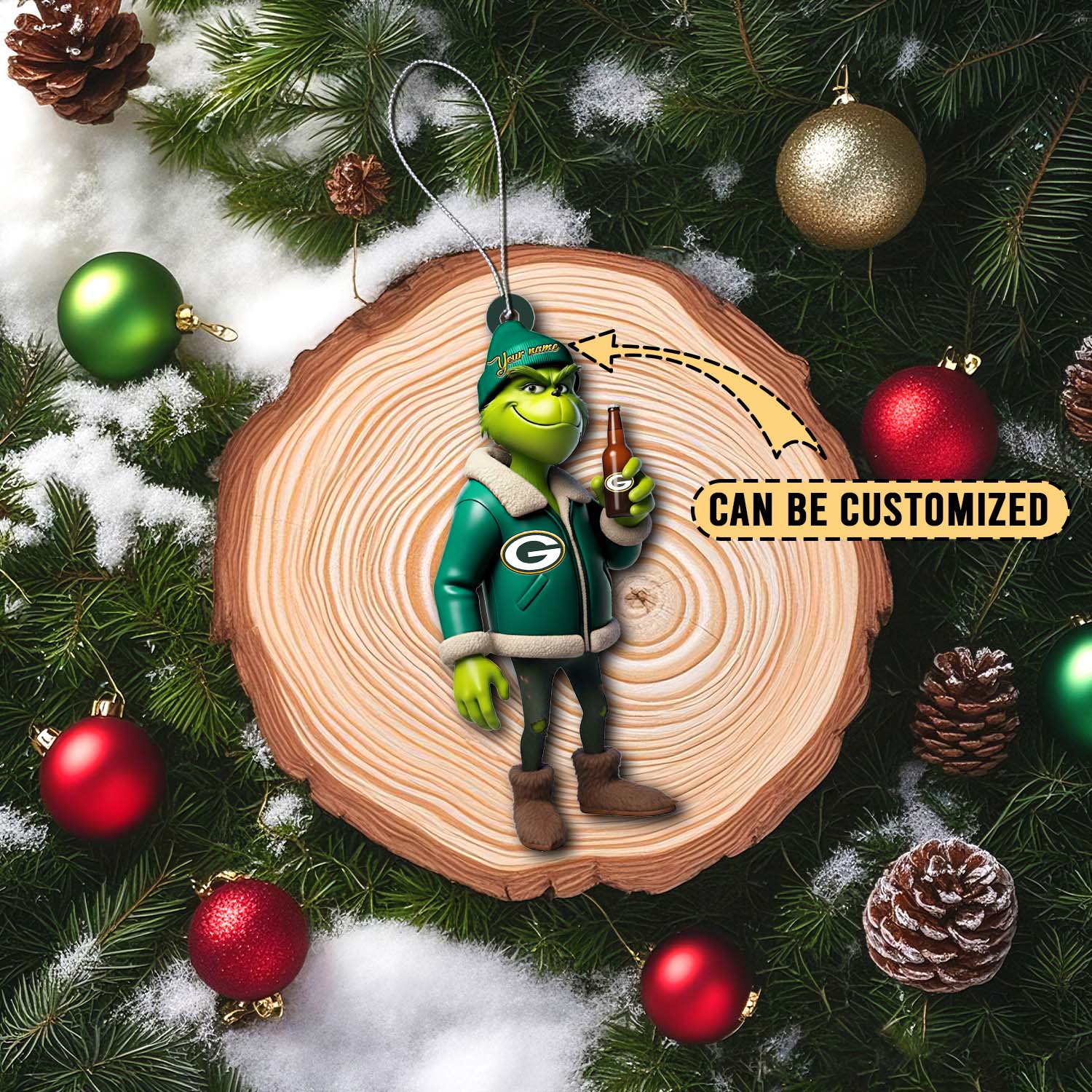 Sportswearmerch Green Bay Packers NFL x The Grinh Acrylic Ornament Gift For Fans