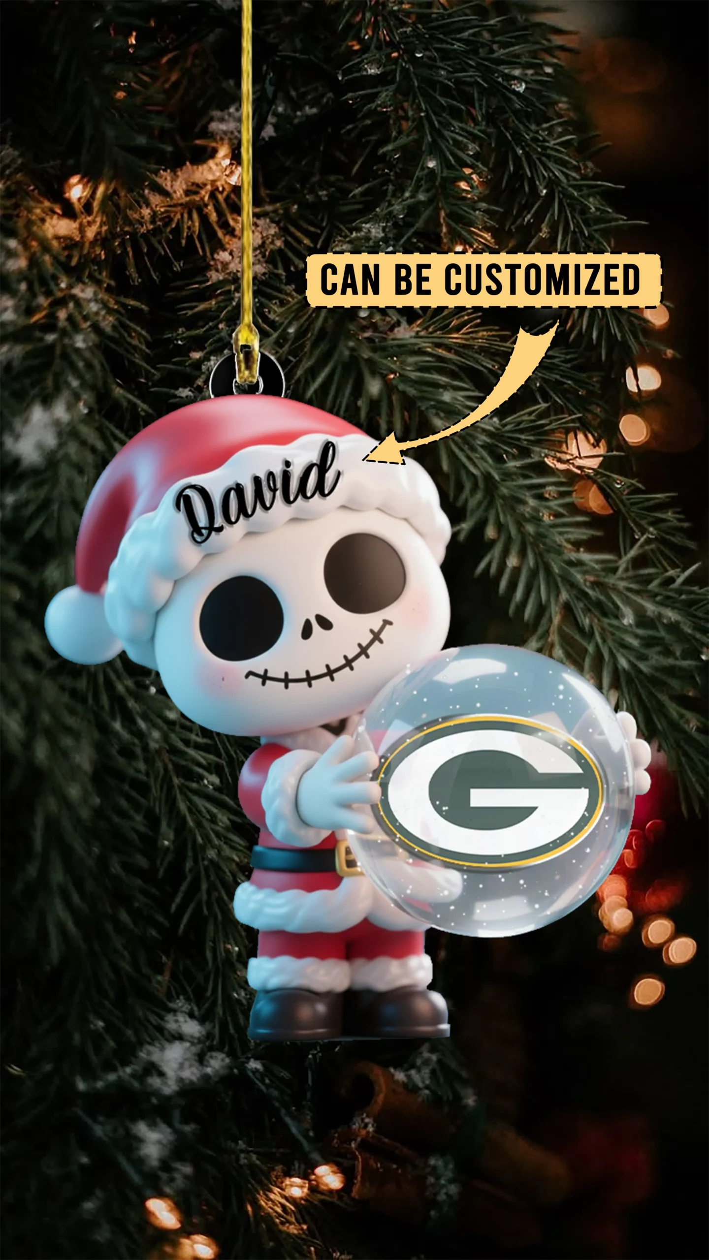 Sportswearmerch Green Bay Packers NFL x The Nightmare Before Christmas Acrylic Ornament Gift For Fans