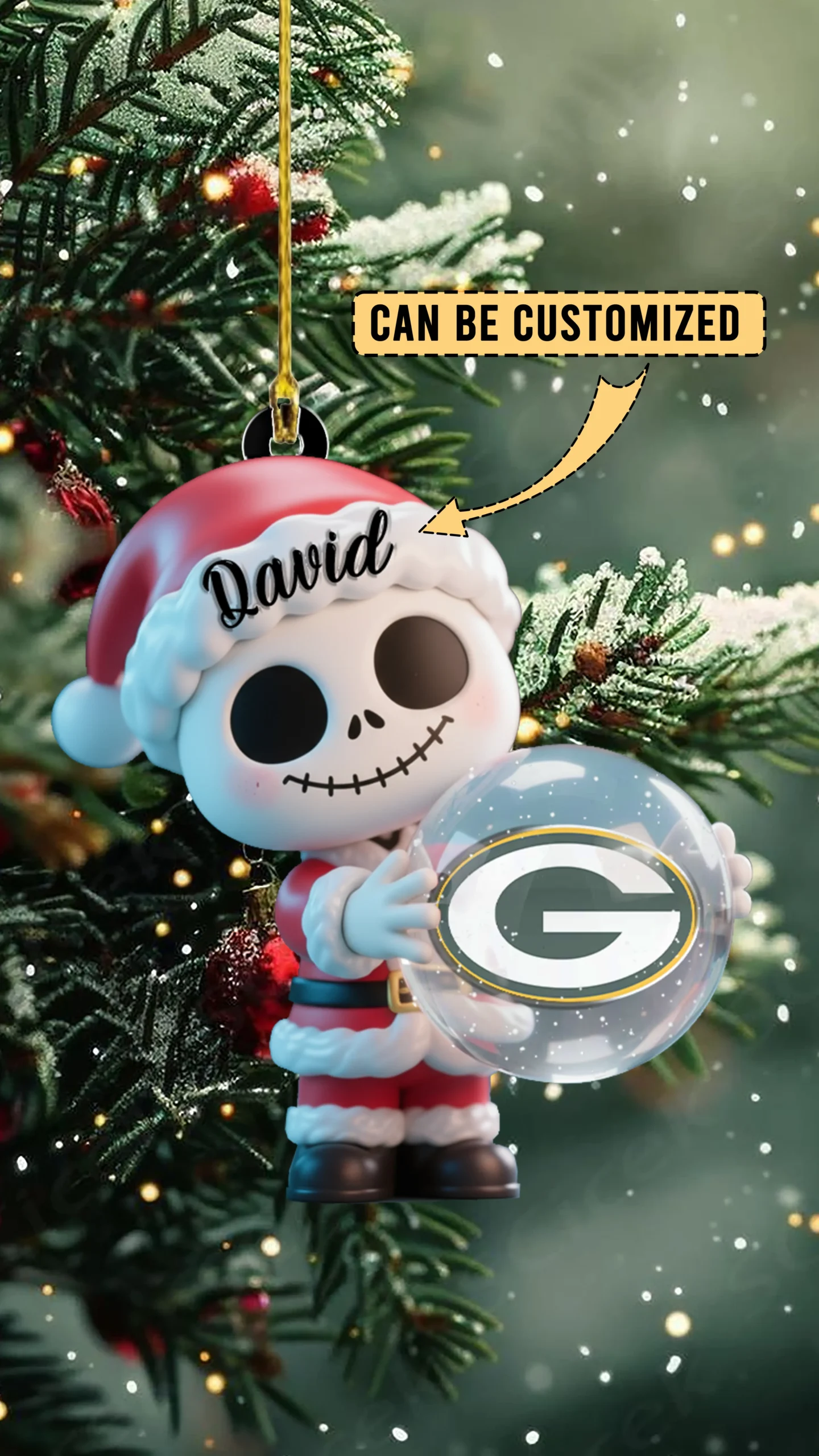 Sportswearmerch Green Bay Packers NFL x The Nightmare Before Christmas Acrylic Ornament Gift For Fans