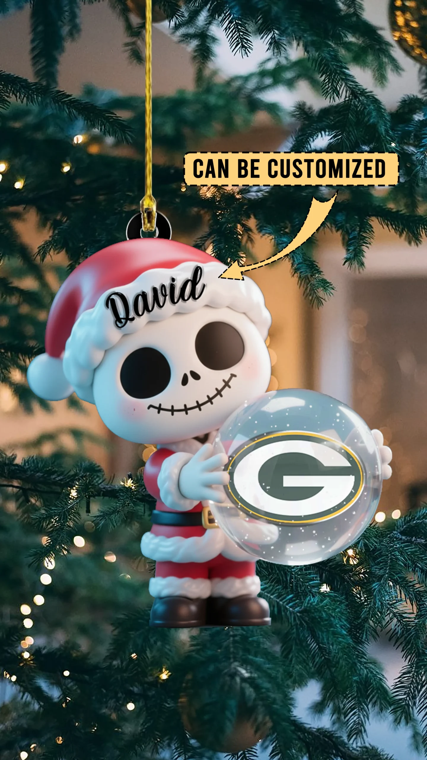 Sportswearmerch Green Bay Packers NFL x The Nightmare Before Christmas Acrylic Ornament Gift For Fans