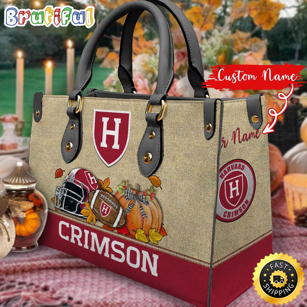 Sportswearmerch Harvard Crimson NCAA Autumn Leather Handbag For Fan