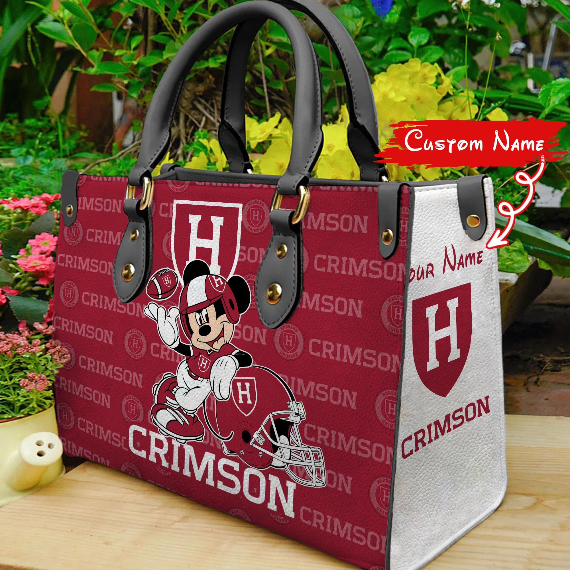 Sportswearmerch Harvard Crimson NCAA x Mickey Women Leather Handbag For Fan