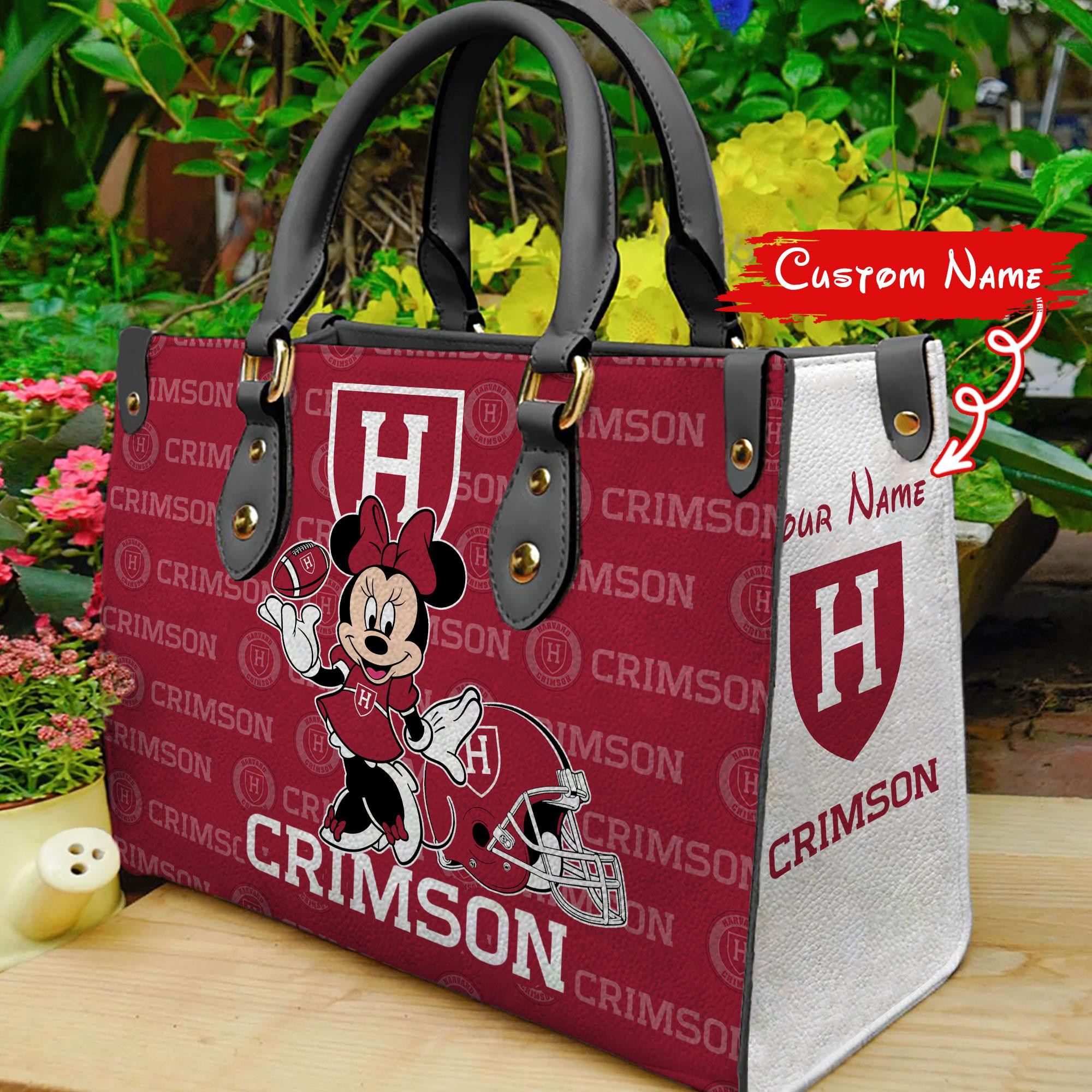 Sportswearmerch Harvard Crimson NCAA x Minnie Women Leather Handbag For Fan