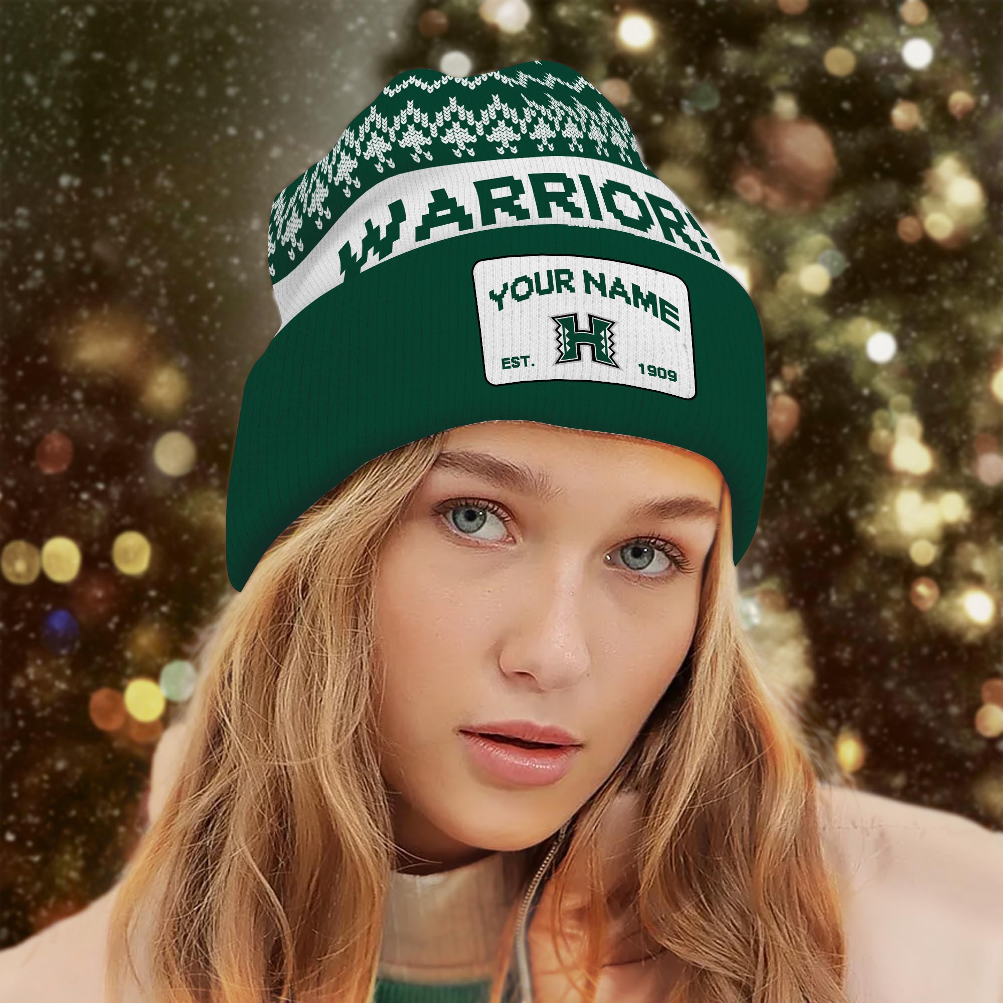 Sportswearmerch Hawai'i Rainbow Warriors NCAA Christmas Beanie Hat For Fan