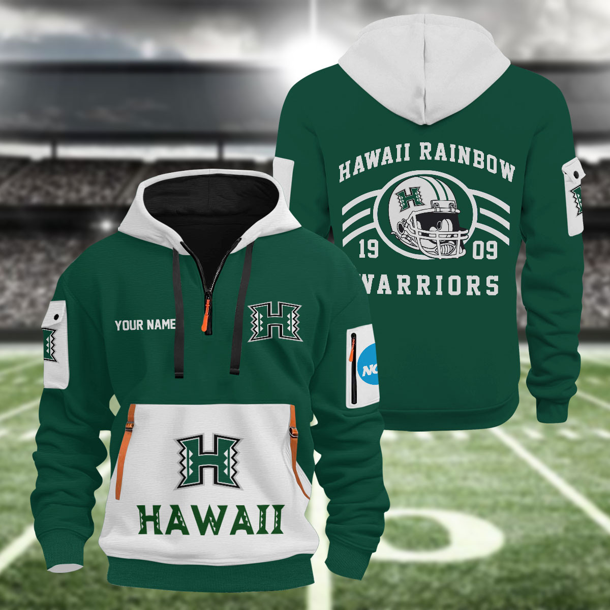 Sportswearmerch Hawai'i Rainbow Warriors NCAA Half Zip Hoodie Personalized For Fan