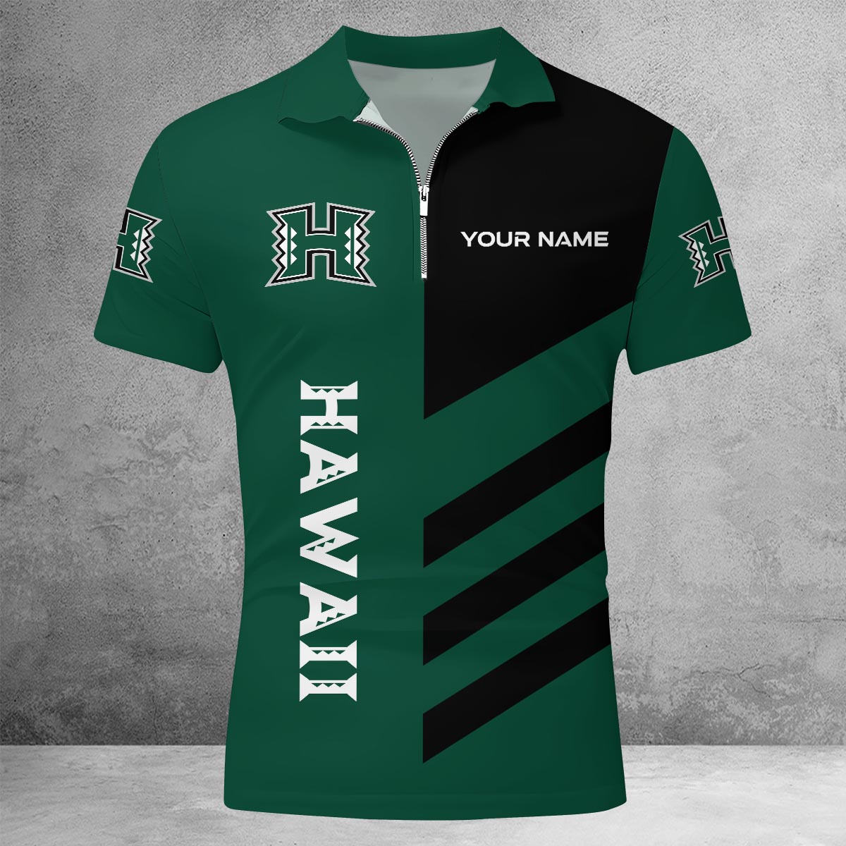 Sportswearmerch Hawai'i Rainbow Warriors NCAA Lapel Zip Polo Shirt For Fan