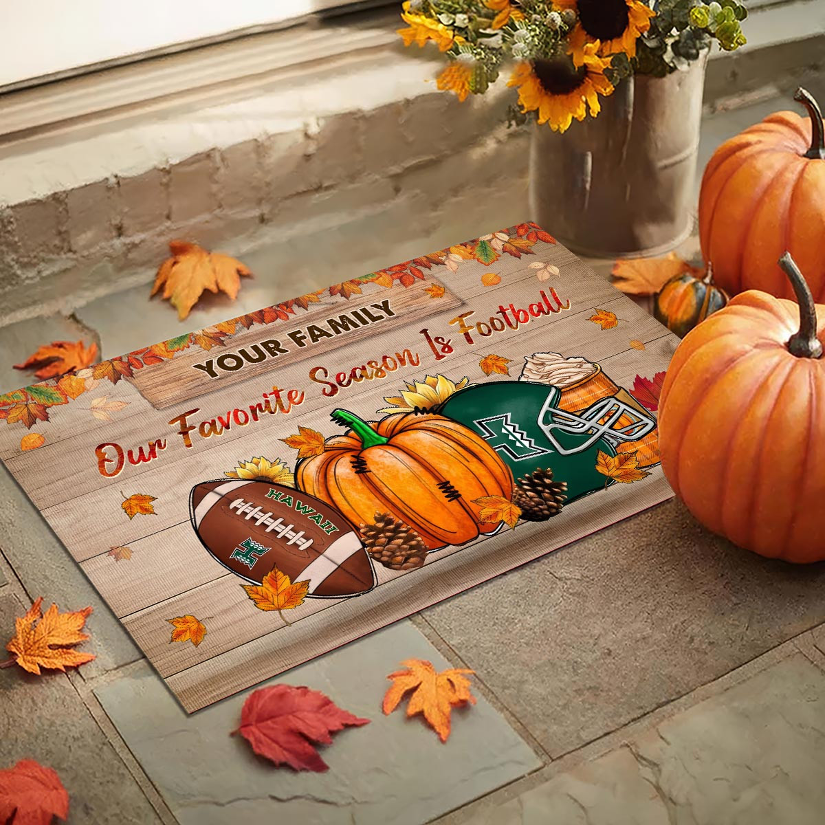 Sportswearmerch Hawai'i Rainbow Warriors NCAA Our Favorite Season is Football Doormat For Fan