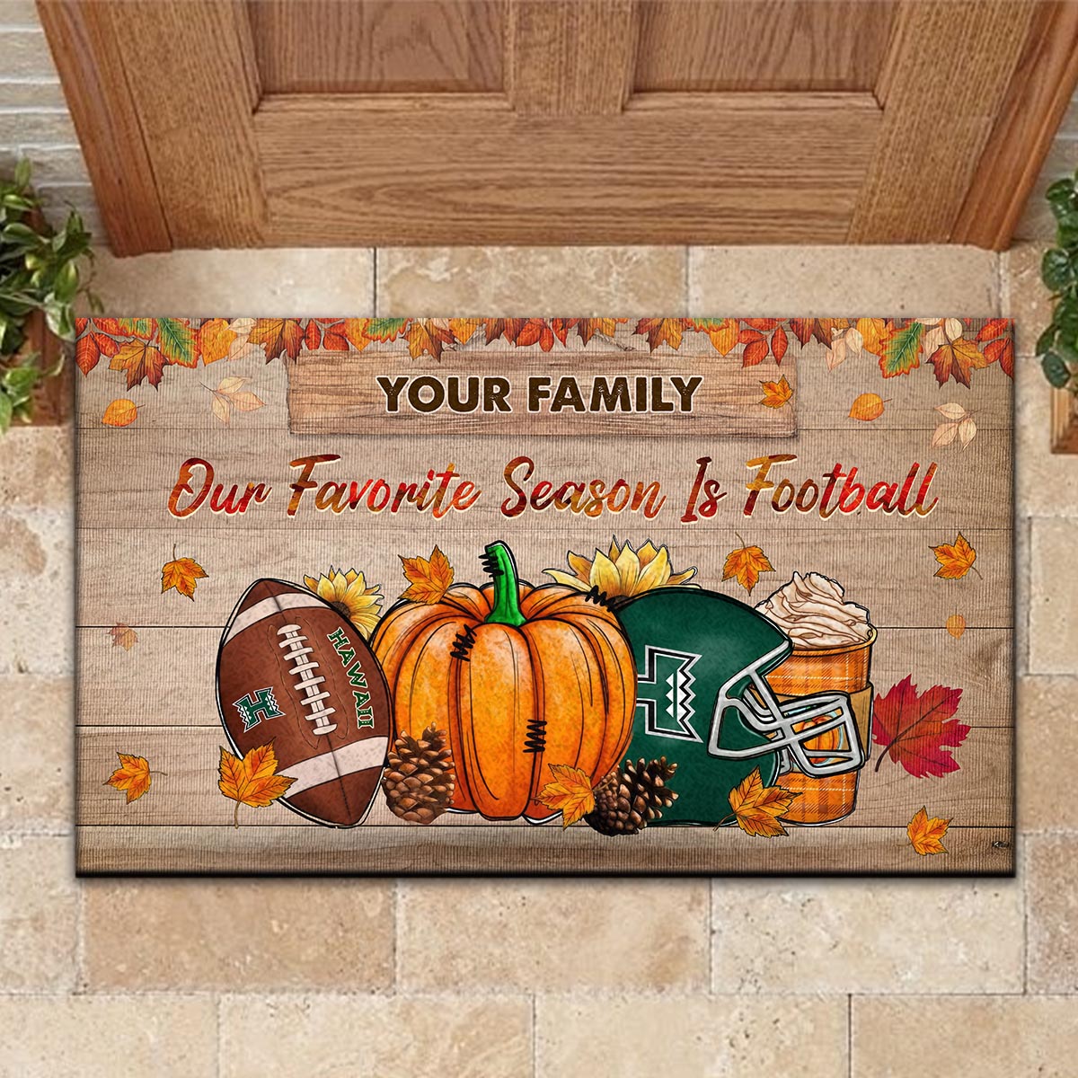 Sportswearmerch Hawai'i Rainbow Warriors NCAA Our Favorite Season is Football Doormat For Fan