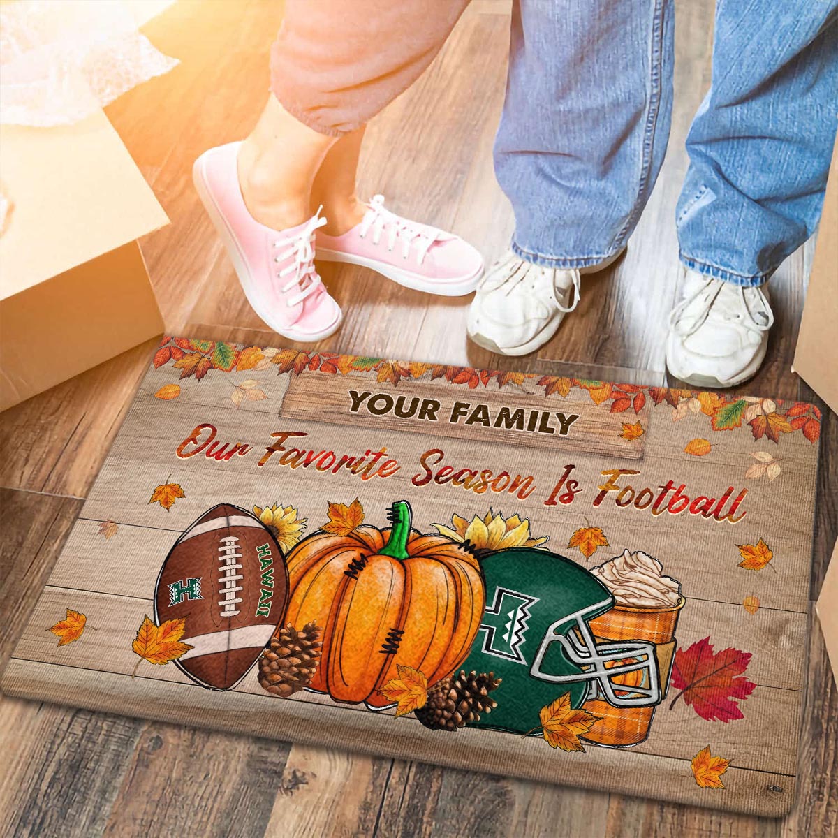Sportswearmerch Hawai'i Rainbow Warriors NCAA Our Favorite Season is Football Doormat For Fan