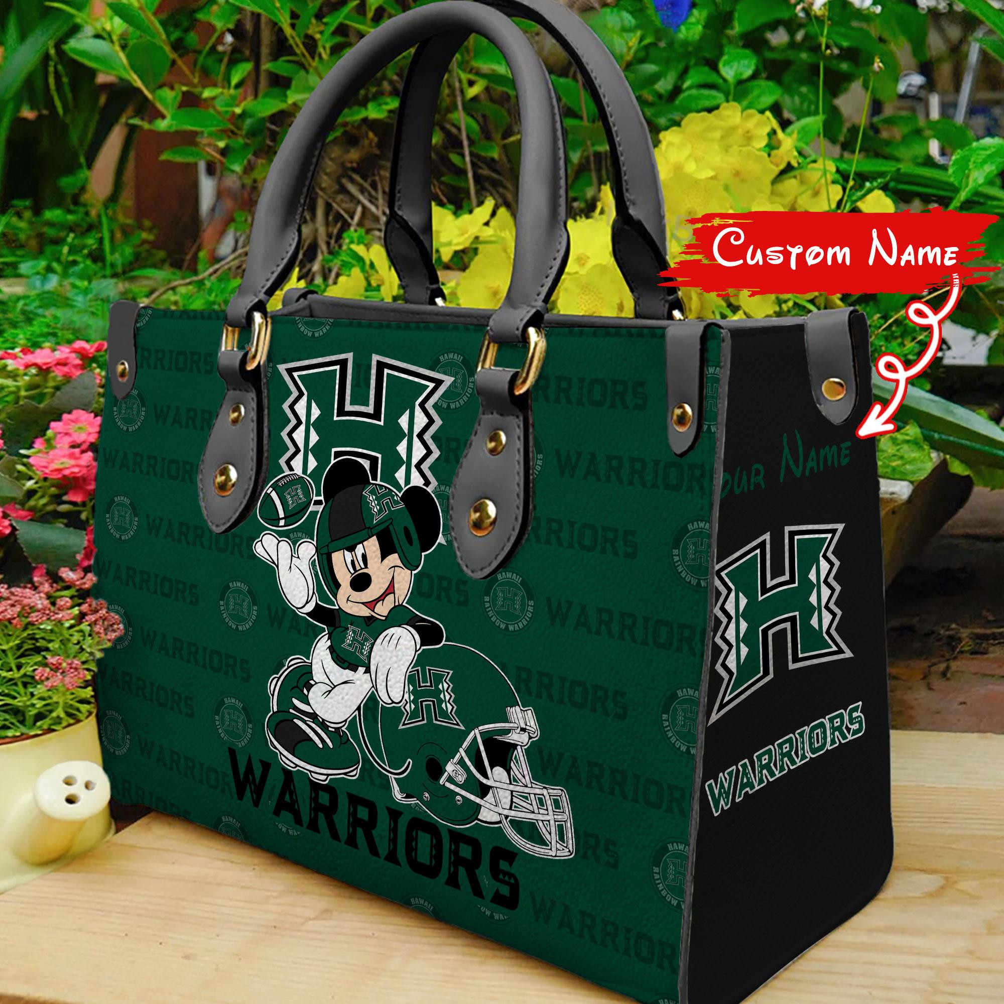 Sportswearmerch Hawai'i Rainbow Warriors NCAA x Mickey Women Leather Handbag For Fan