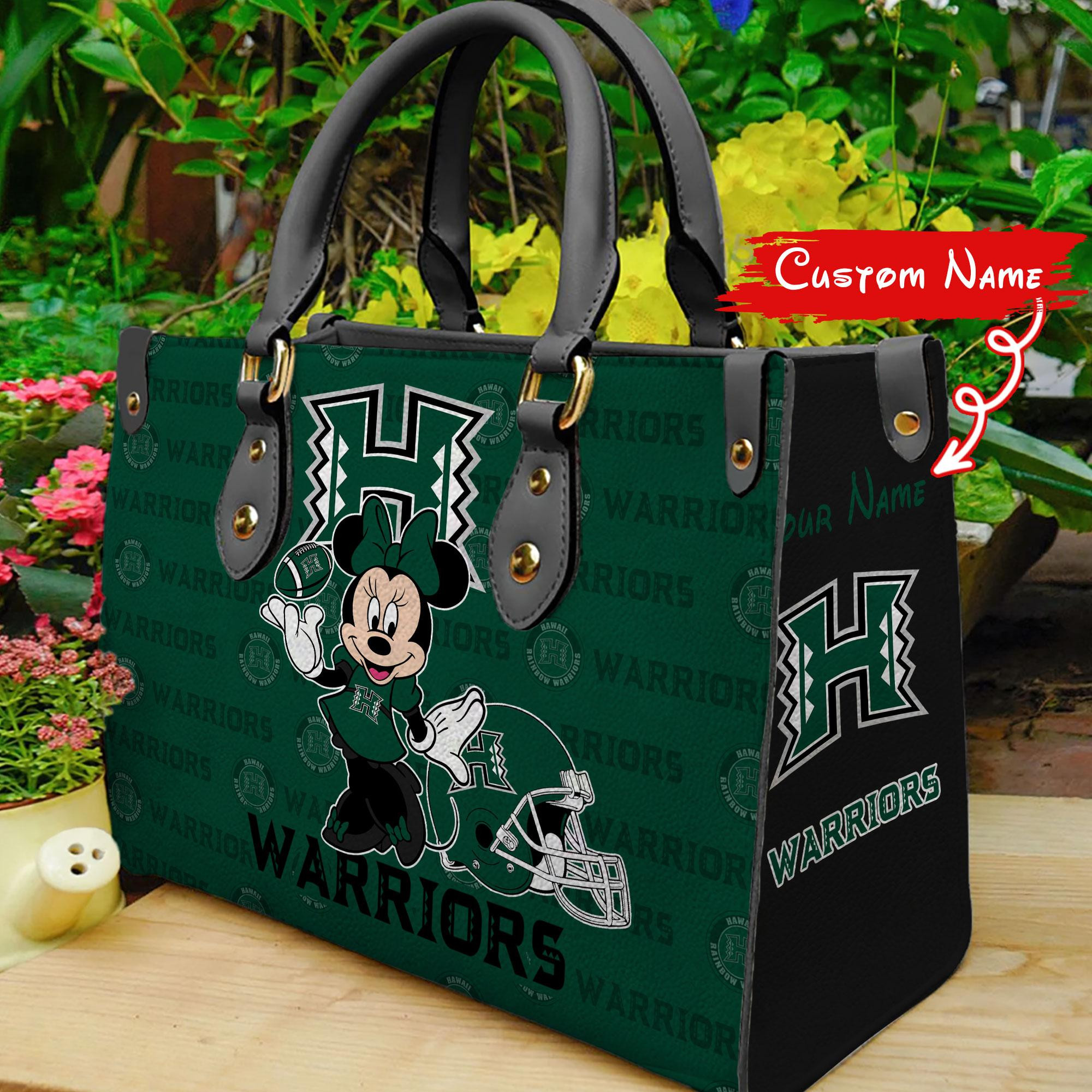 Sportswearmerch Hawai'i Rainbow Warriors NCAA x Minnie Women Leather Handbag For Fan