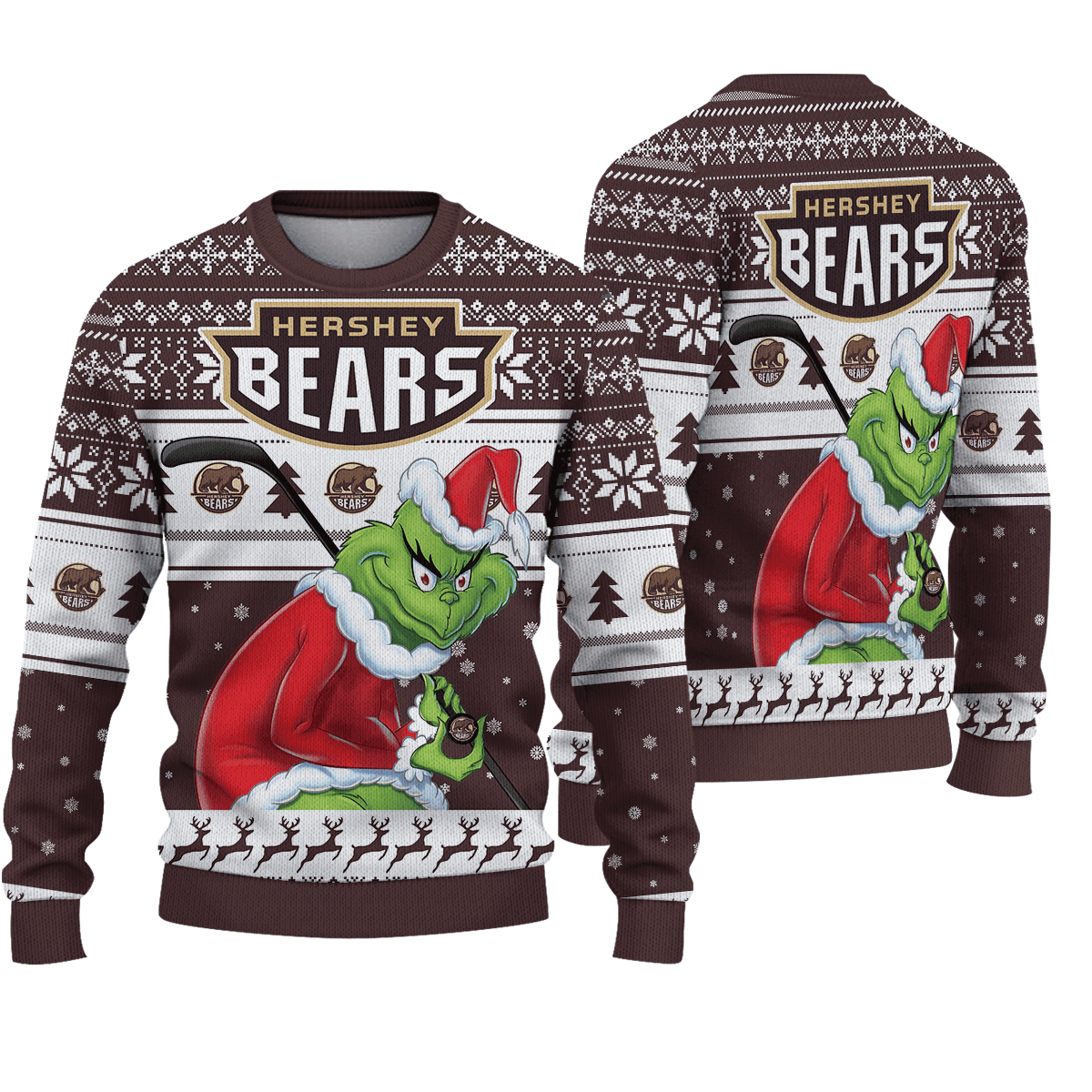 Sportswearmerch Hershey Bears AHL x Grinch Christmas Ugly Sweater For Fans
