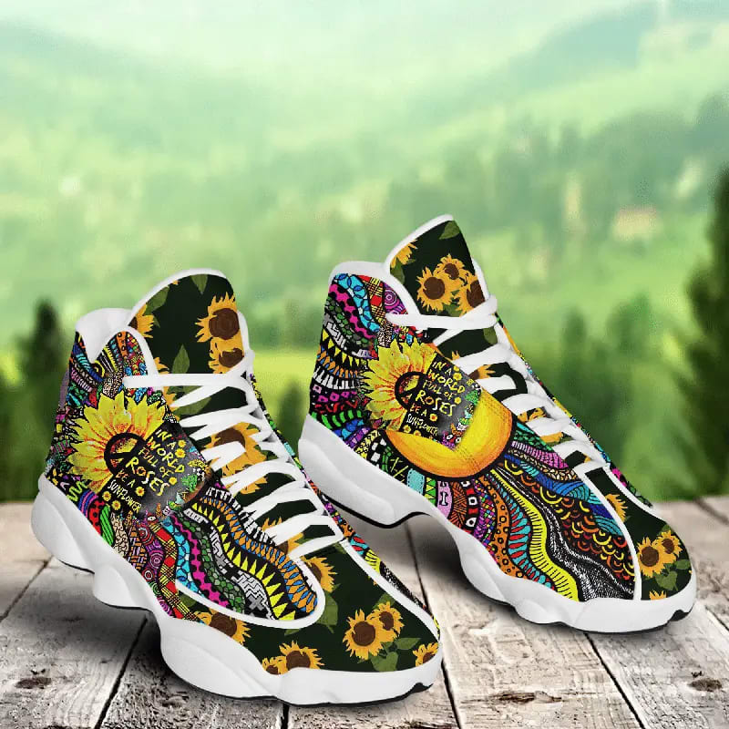 Sportswearmerch Hippie Sunflower AJ13 Sneakers Shoes For Men And Women