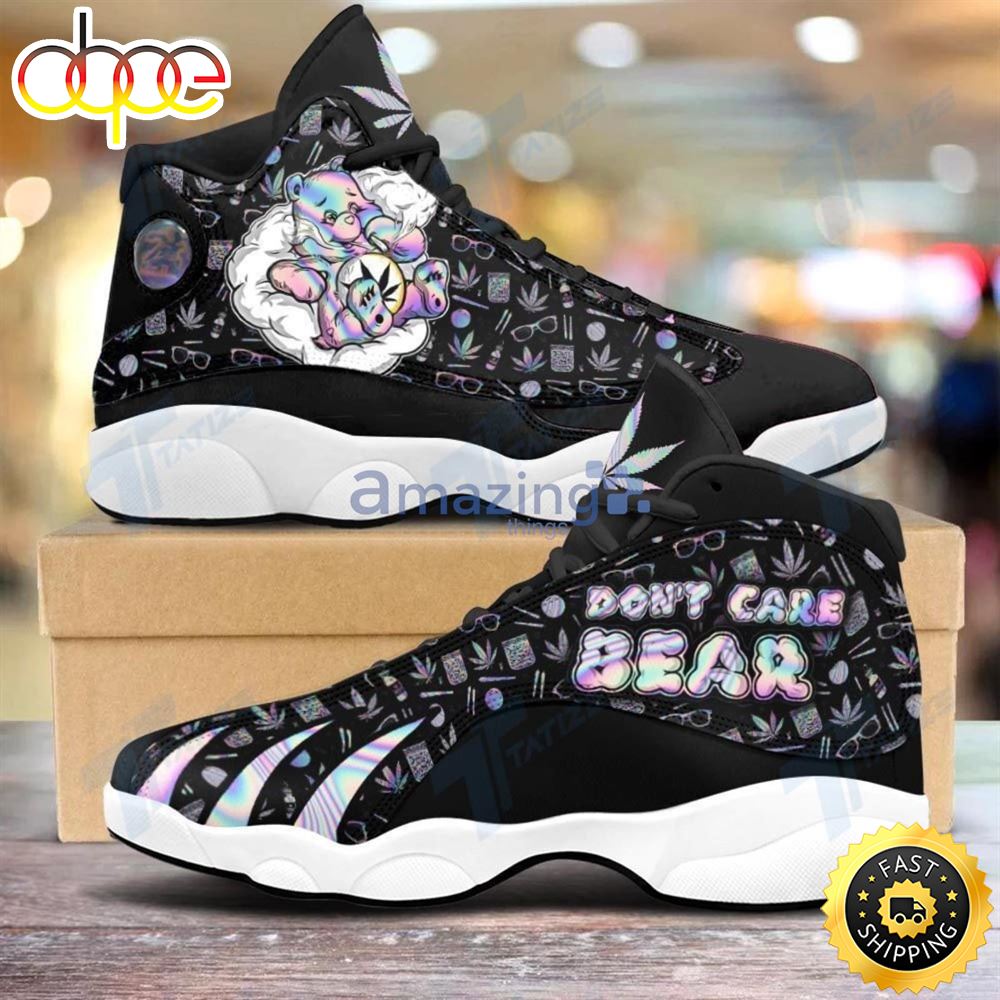 Sportswearmerch Hippie Weed Dont Care Bear Hologram AJ13 Sneakers Shoes For Men And Women