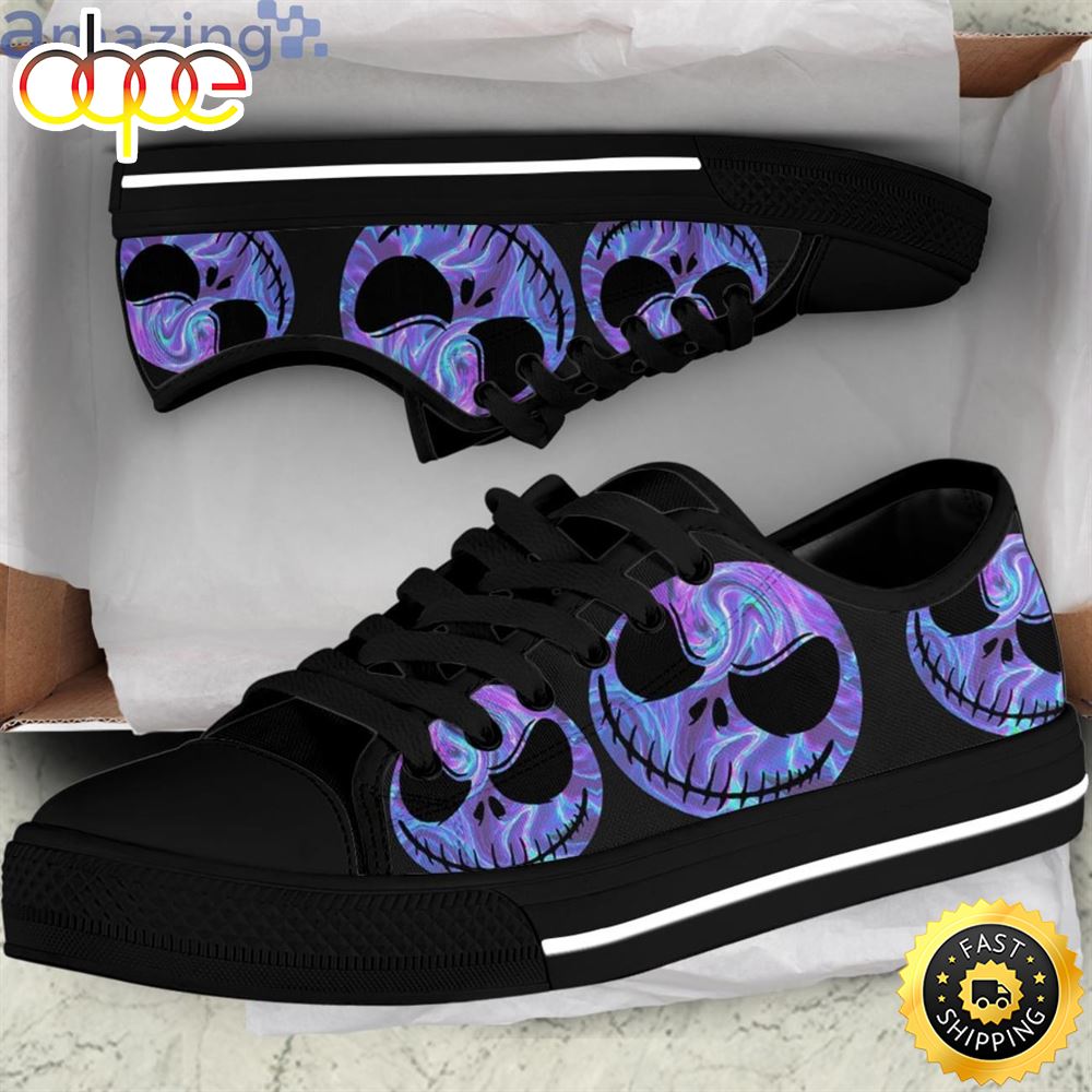 Sportswearmerch Hologram Jack Skellington Movie Face Low Top Canvas Sneakers Shoes For Men And Women