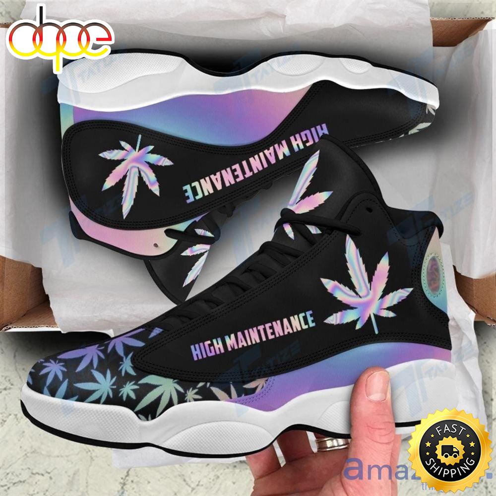 Sportswearmerch Hologram Weed High Maintenance AJ13 Sneakers Shoes For Men And Women