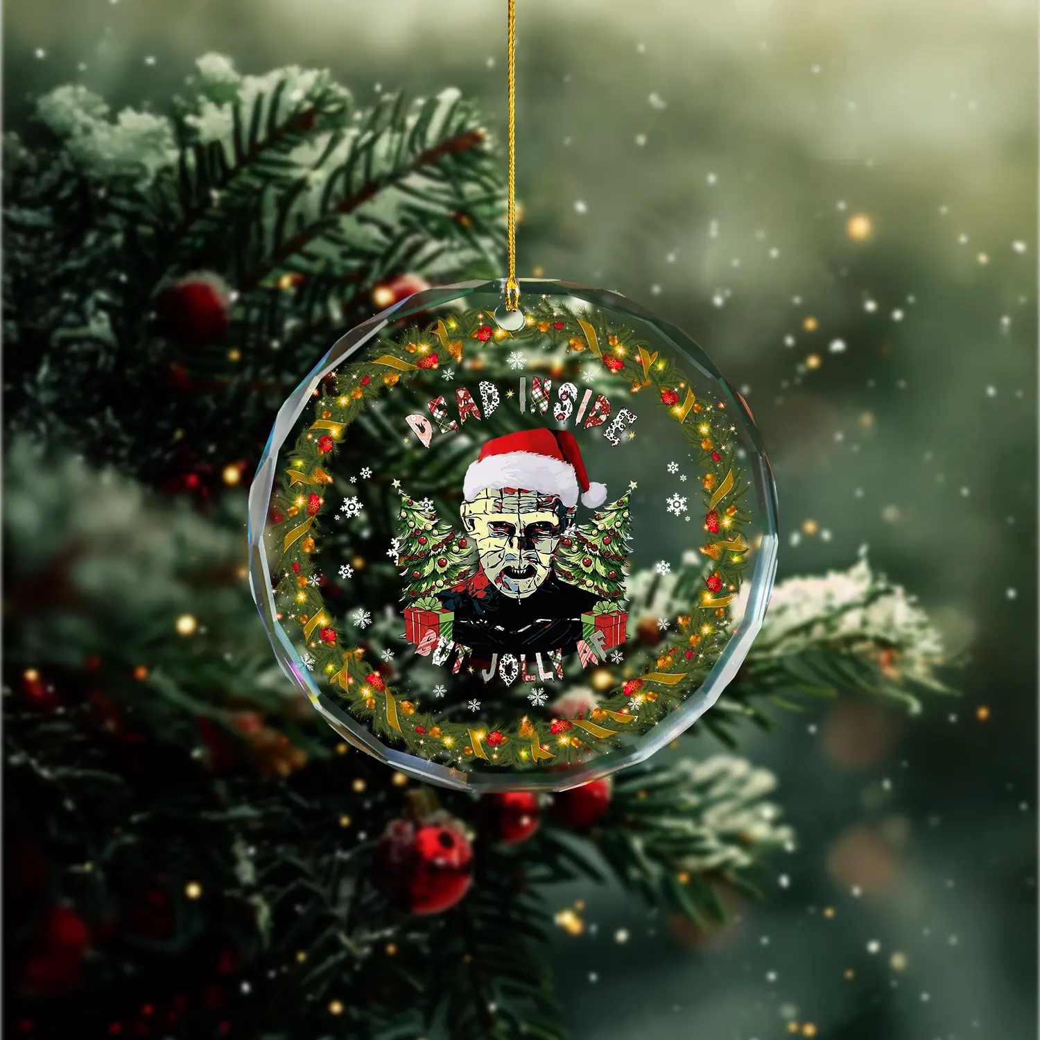 Sportswearmerch Horror Friends x Christmas Glass Ornament Gift For Fan