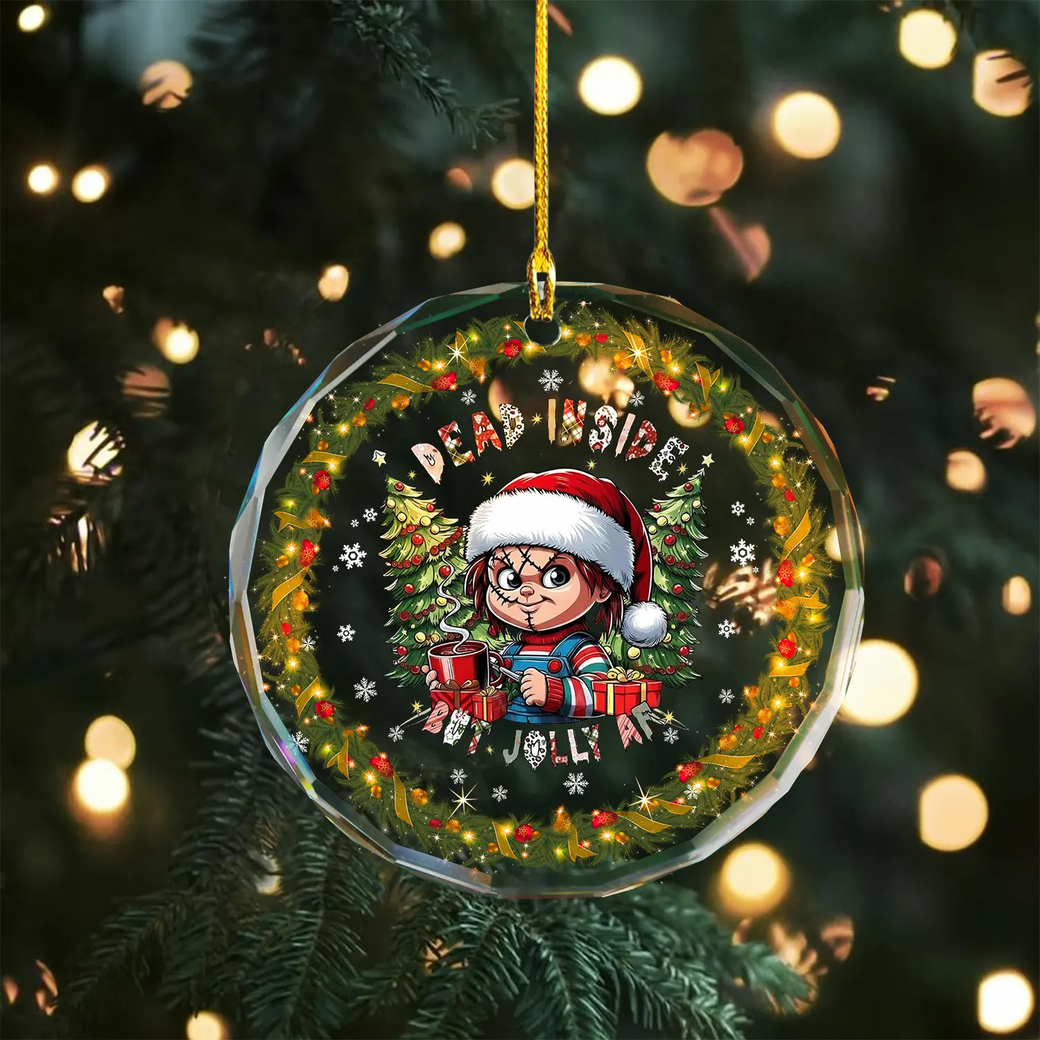 Sportswearmerch Horror Friends x Christmas Glass Ornament Gift For Fan