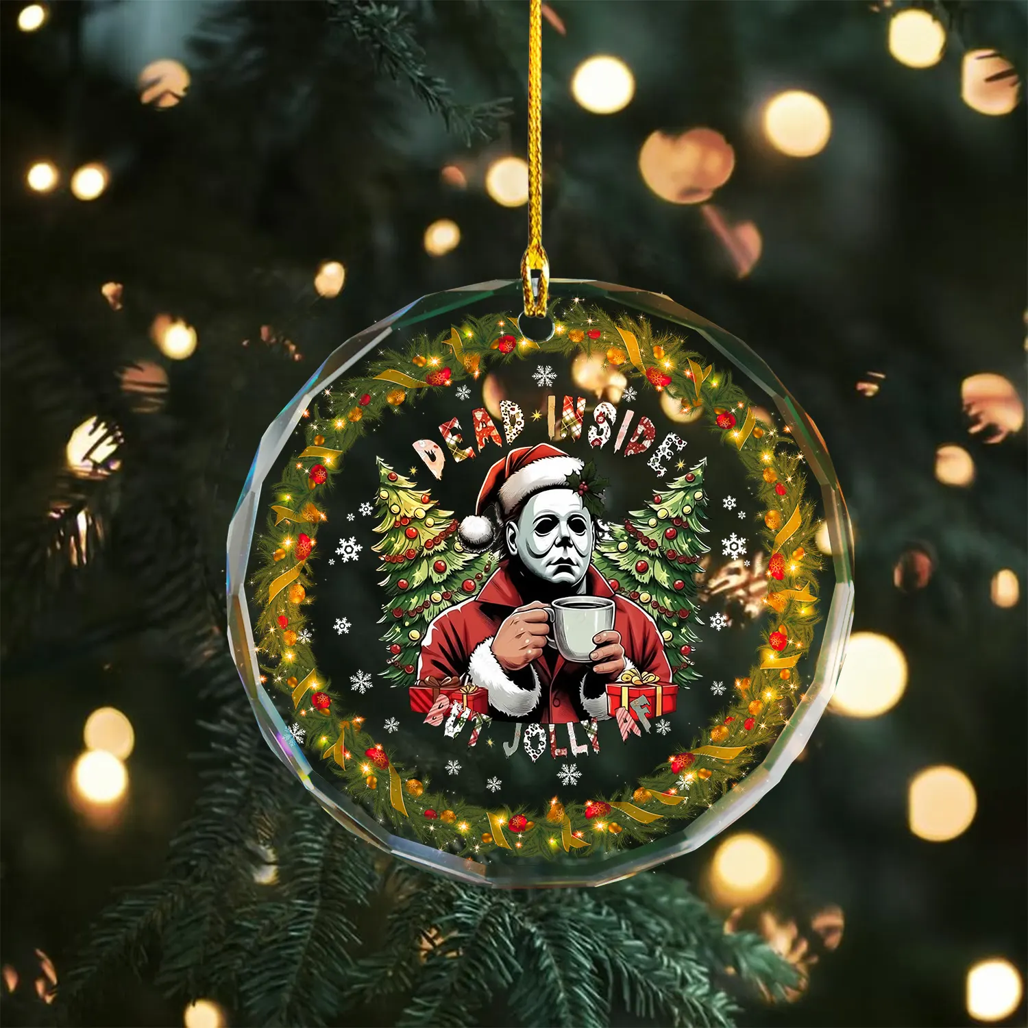Sportswearmerch Horror Friends x Christmas Glass Ornament Gift For Fan