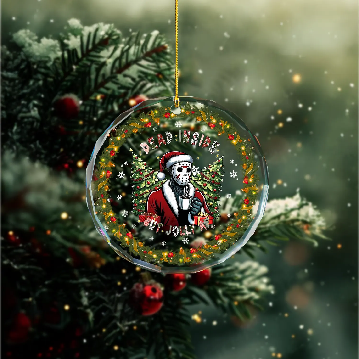 Sportswearmerch Horror Friends x Christmas Glass Ornament Gift For Fan