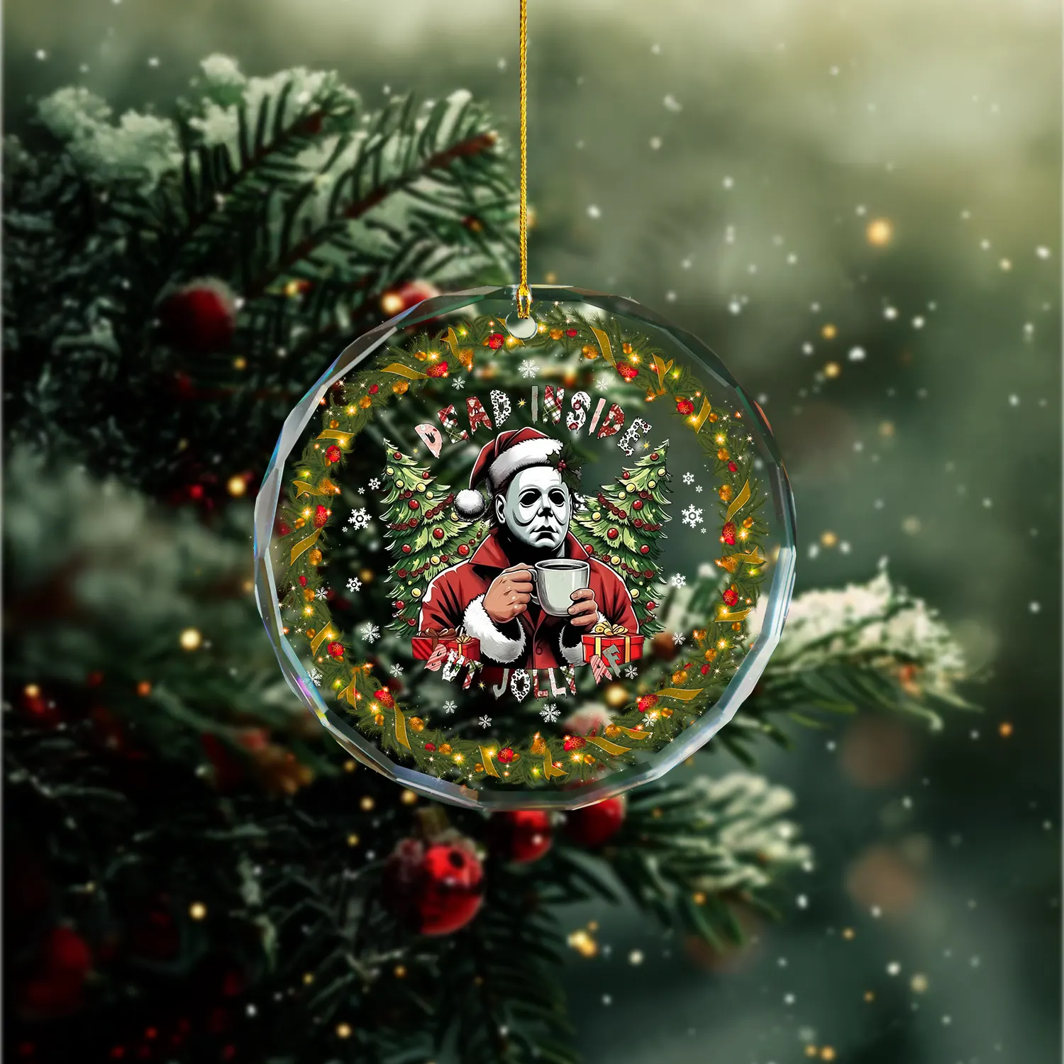 Sportswearmerch Horror Friends x Christmas Glass Ornament Gift For Fan