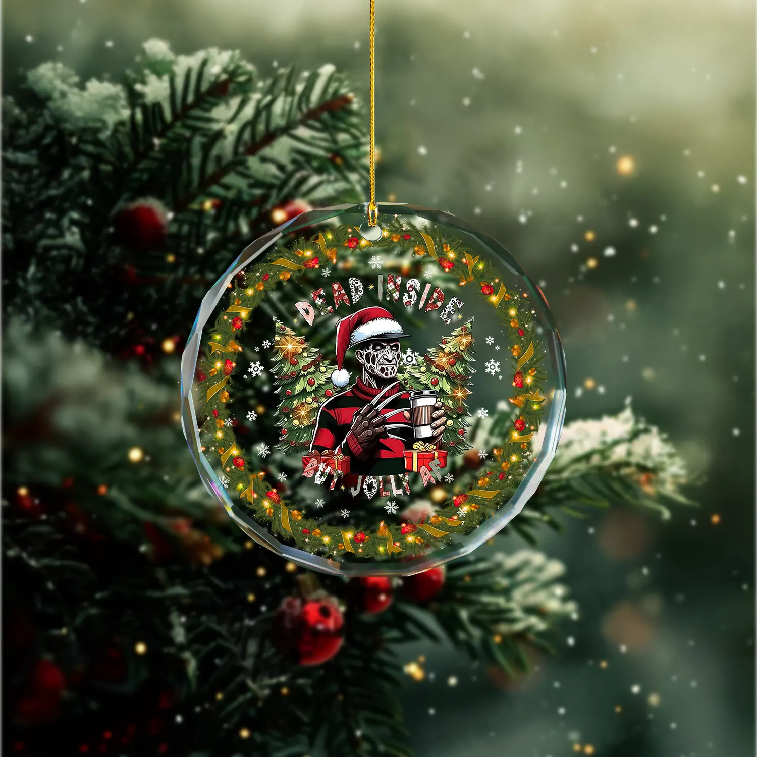 Sportswearmerch Horror Friends x Christmas Glass Ornament Gift For Fan