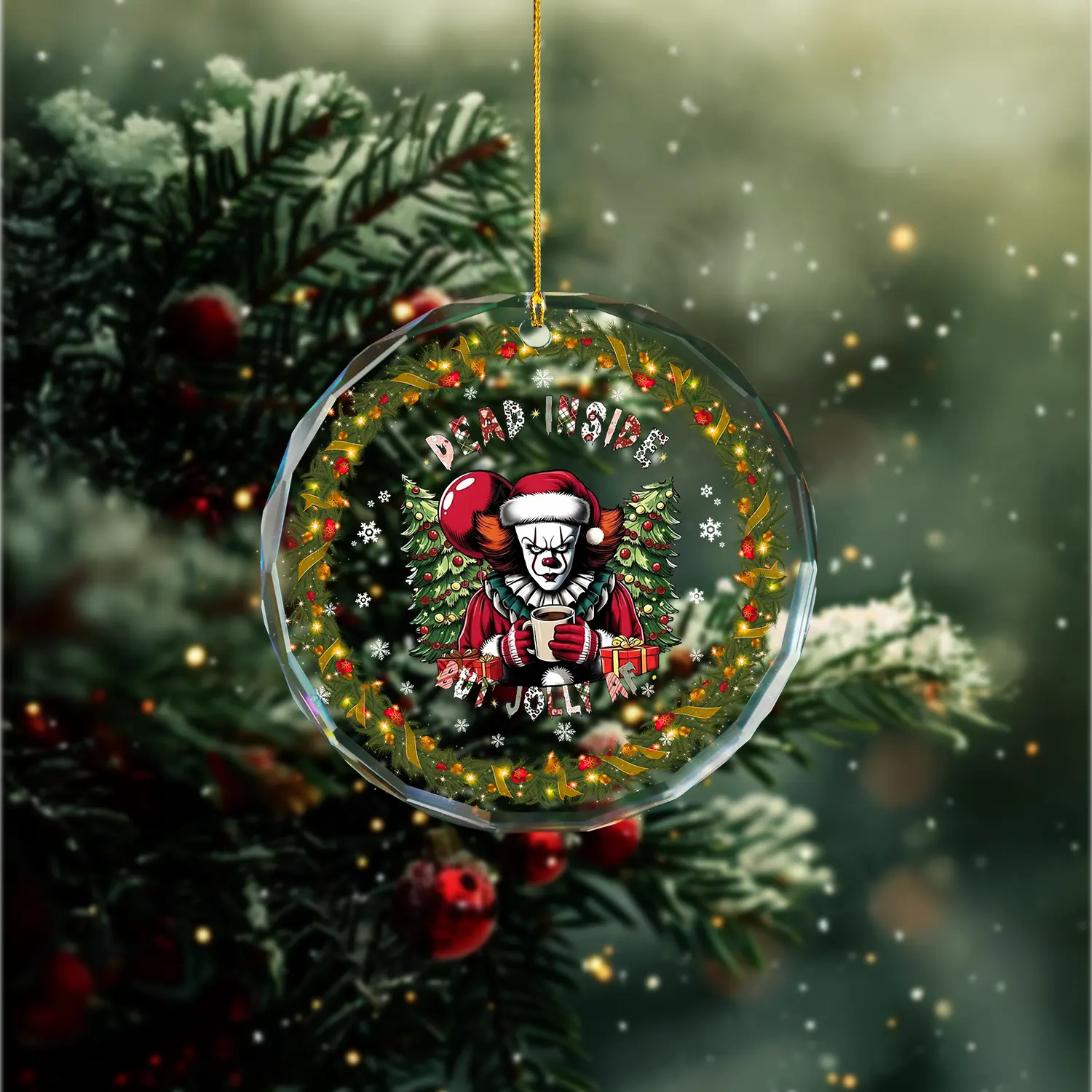 Sportswearmerch Horror Friends x Christmas Glass Ornament Gift For Fan