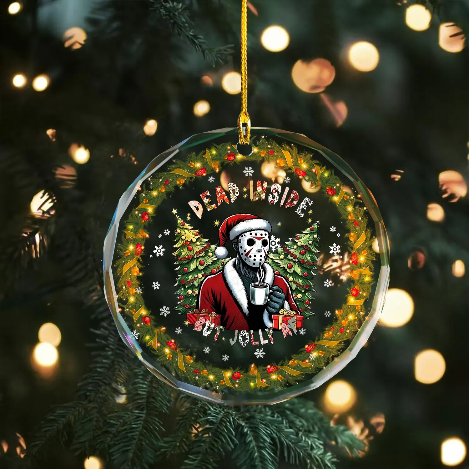 Sportswearmerch Horror Friends x Christmas Glass Ornament Gift For Fan