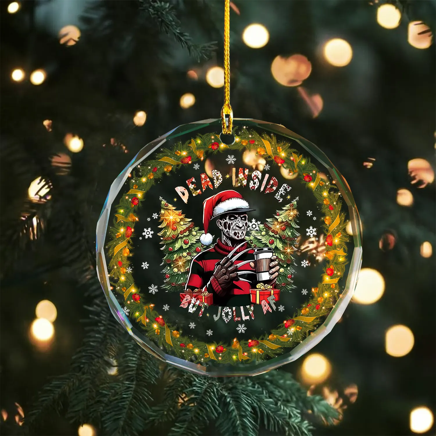 Sportswearmerch Horror Friends x Christmas Glass Ornament Gift For Fan