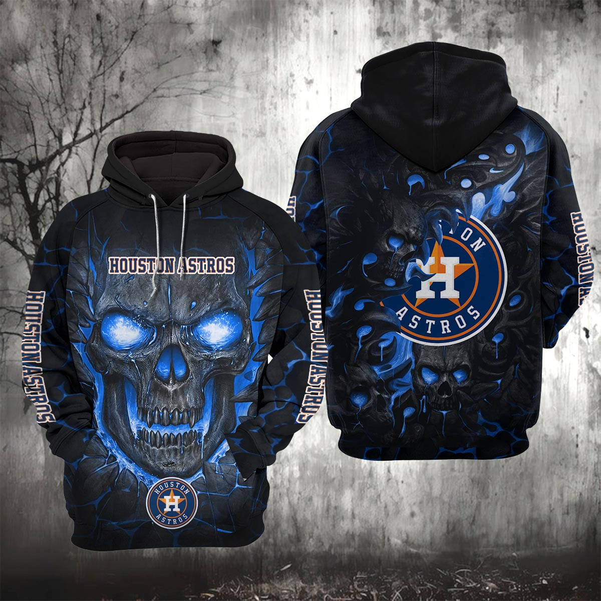 Sportswearmerch Houston Astros MLB Lava Skull Hoodie For Fan