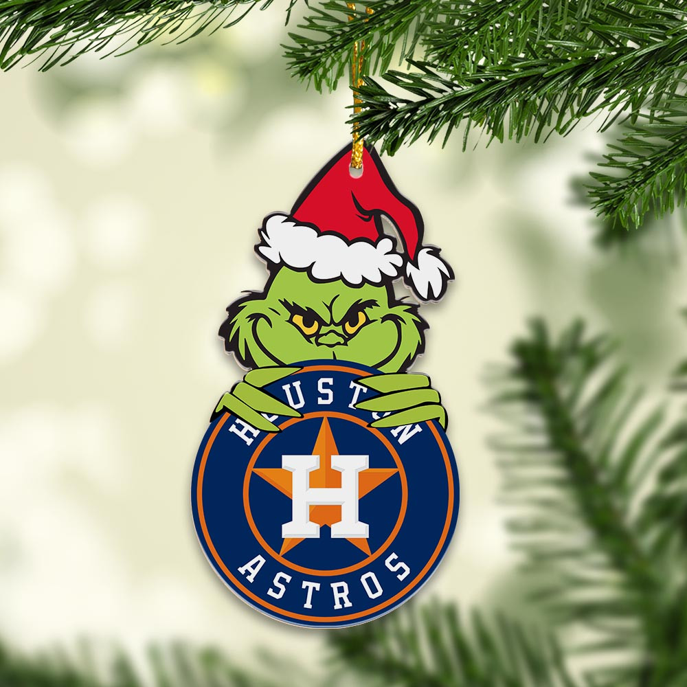 Sportswearmerch Houston Astros MLB x Grinch Christmas Acrylic Ornament For Fans