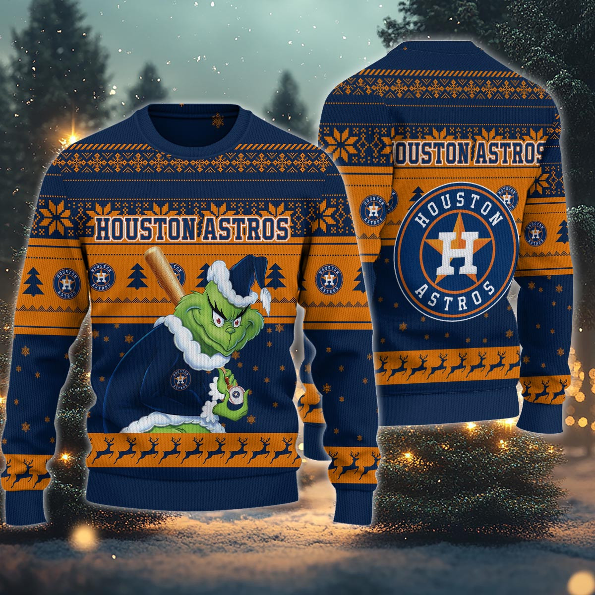 Sportswearmerch Houston Astros MLB x Grinch Christmas Ugly Sweater For Fans