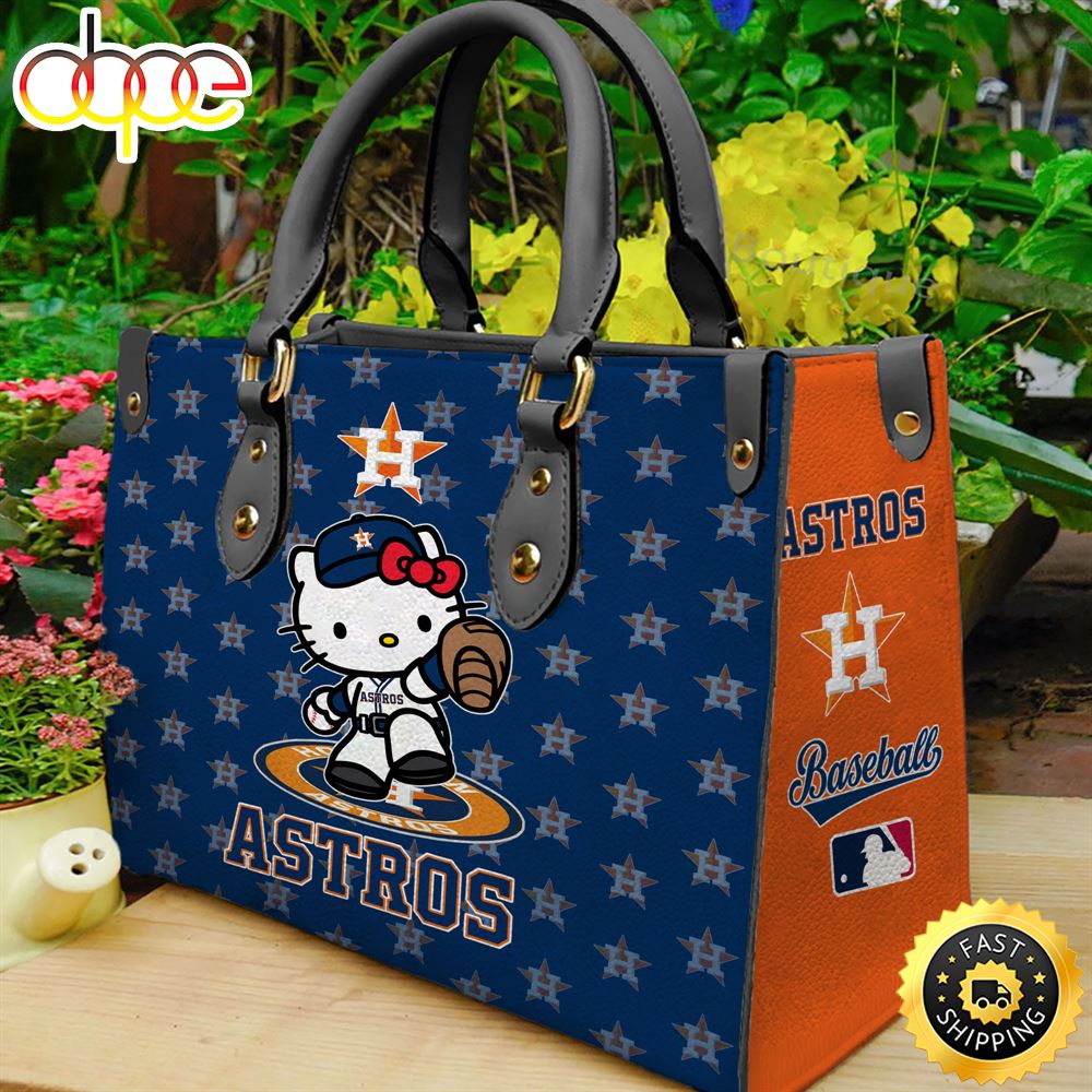 Sportswearmerch Houston Astros MLB x Kitty Women Leather Hand Bag For Fan