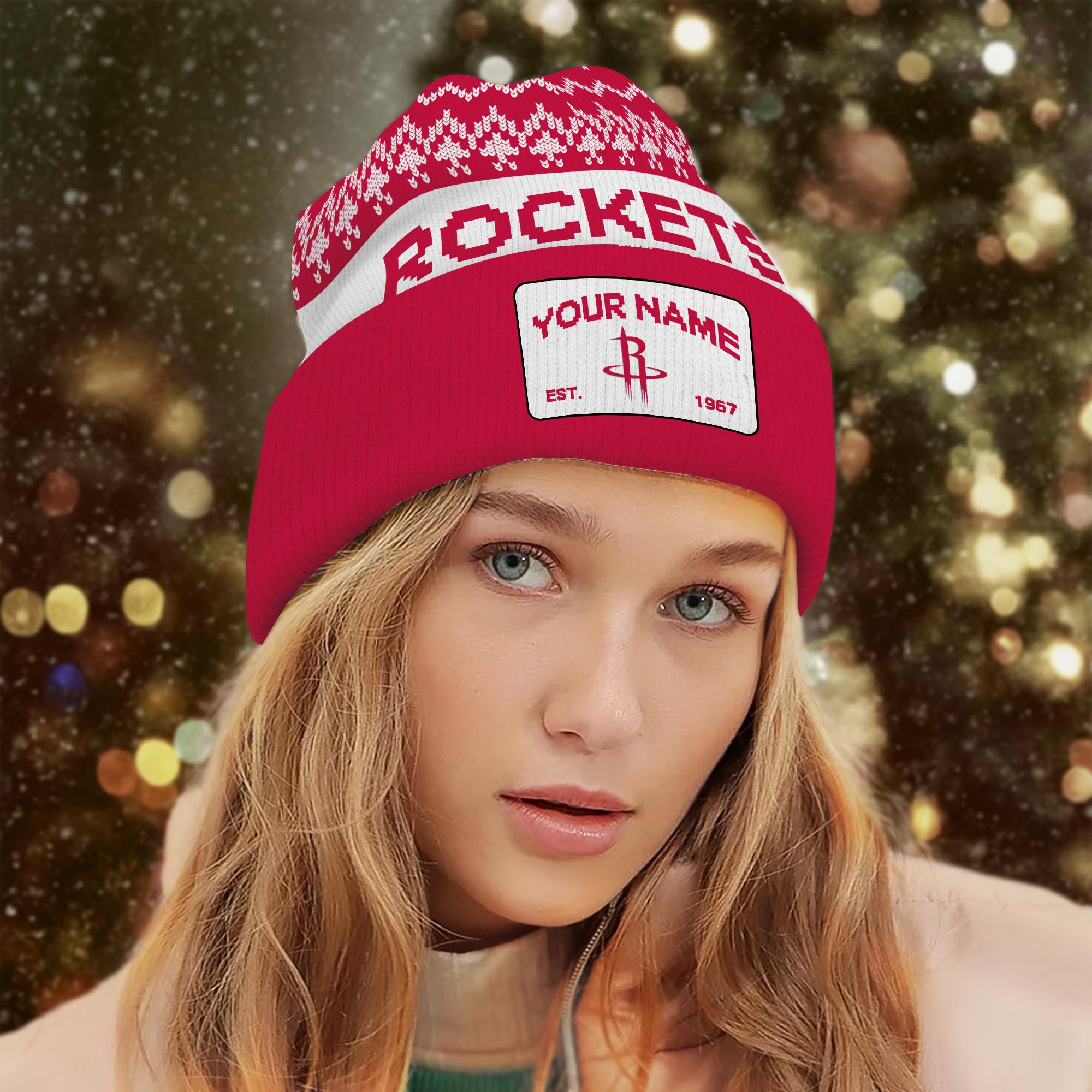Sportswearmerch Houston Rockets NBA Christmas Beanie Hat For Fan