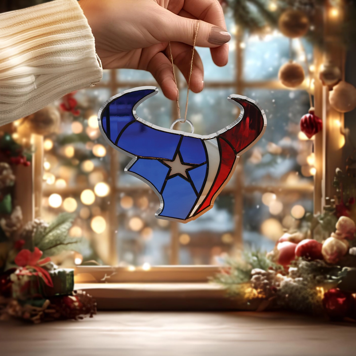 Sportswearmerch Houston Texan NFLs x Christmas Acrylic Ornament Gift For Fans