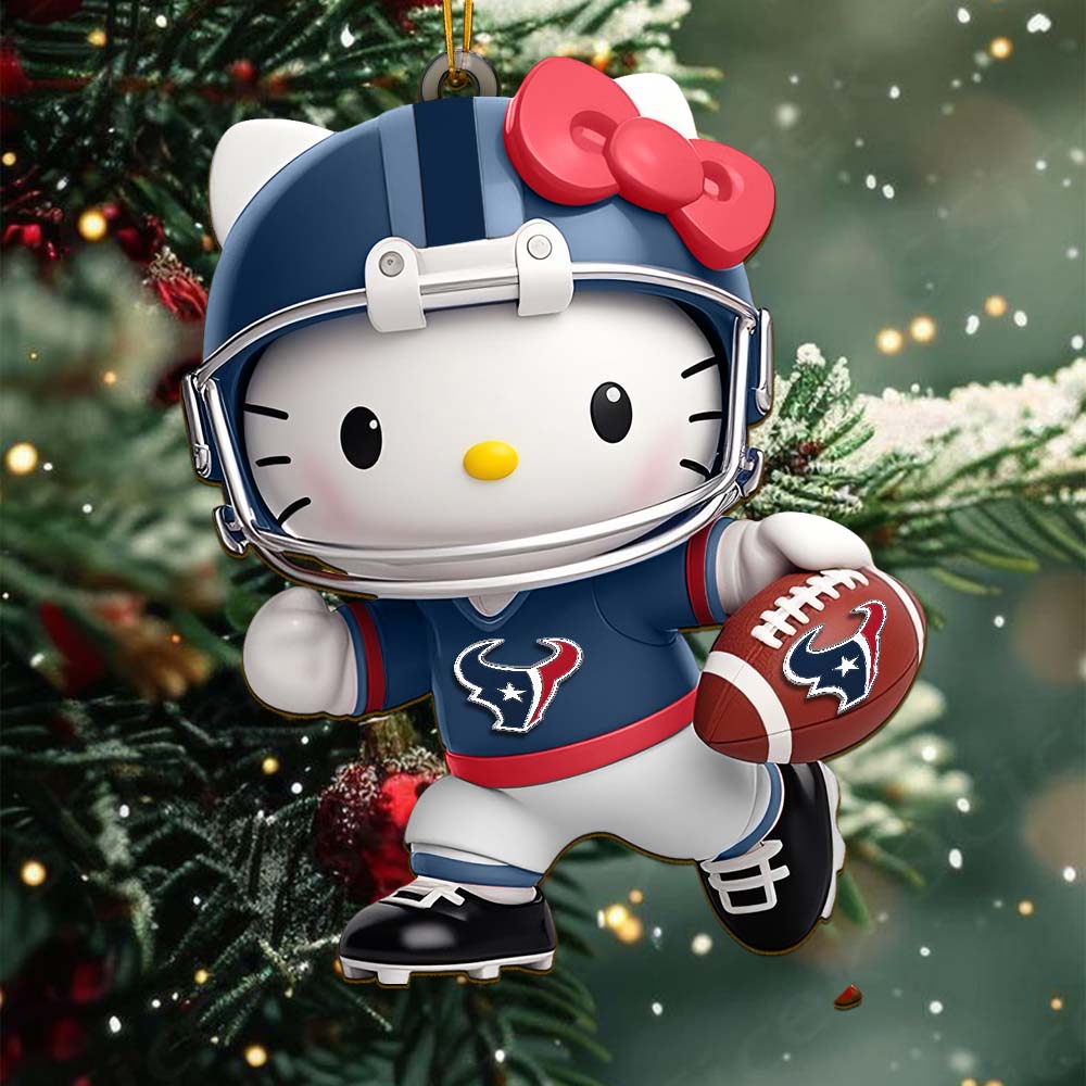 Sportswearmerch Houston Texan NFLs x Hello Kitty Personalized Acrylic Ornament Gift For Fans