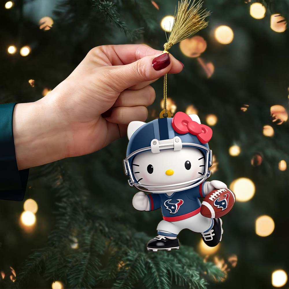 Sportswearmerch Houston Texan NFLs x Hello Kitty Personalized Acrylic Ornament Gift For Fans