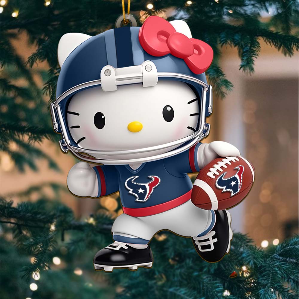 Sportswearmerch Houston Texan NFLs x Hello Kitty Personalized Acrylic Ornament Gift For Fans