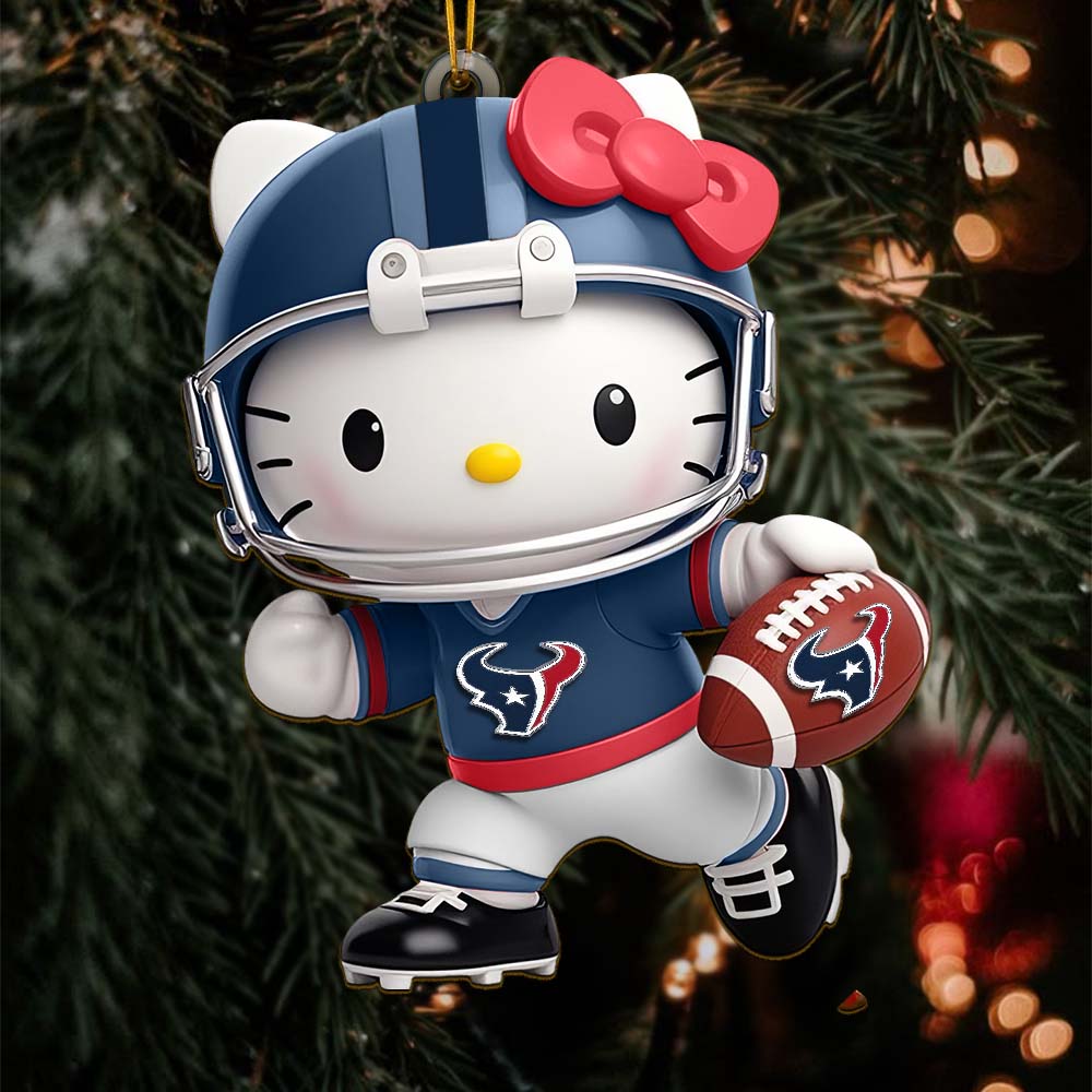 Sportswearmerch Houston Texan NFLs x Hello Kitty Personalized Acrylic Ornament Gift For Fans