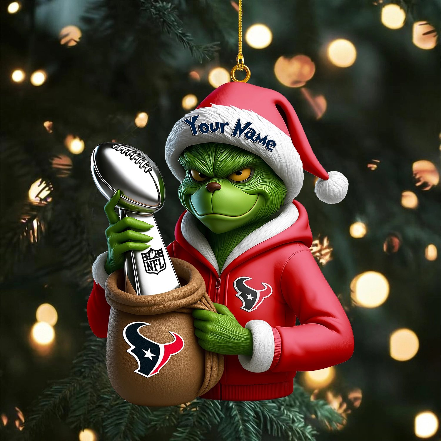 Sportswearmerch Houston Texan NFLs x The Grinch Acrylic Ornament Gift For Fans